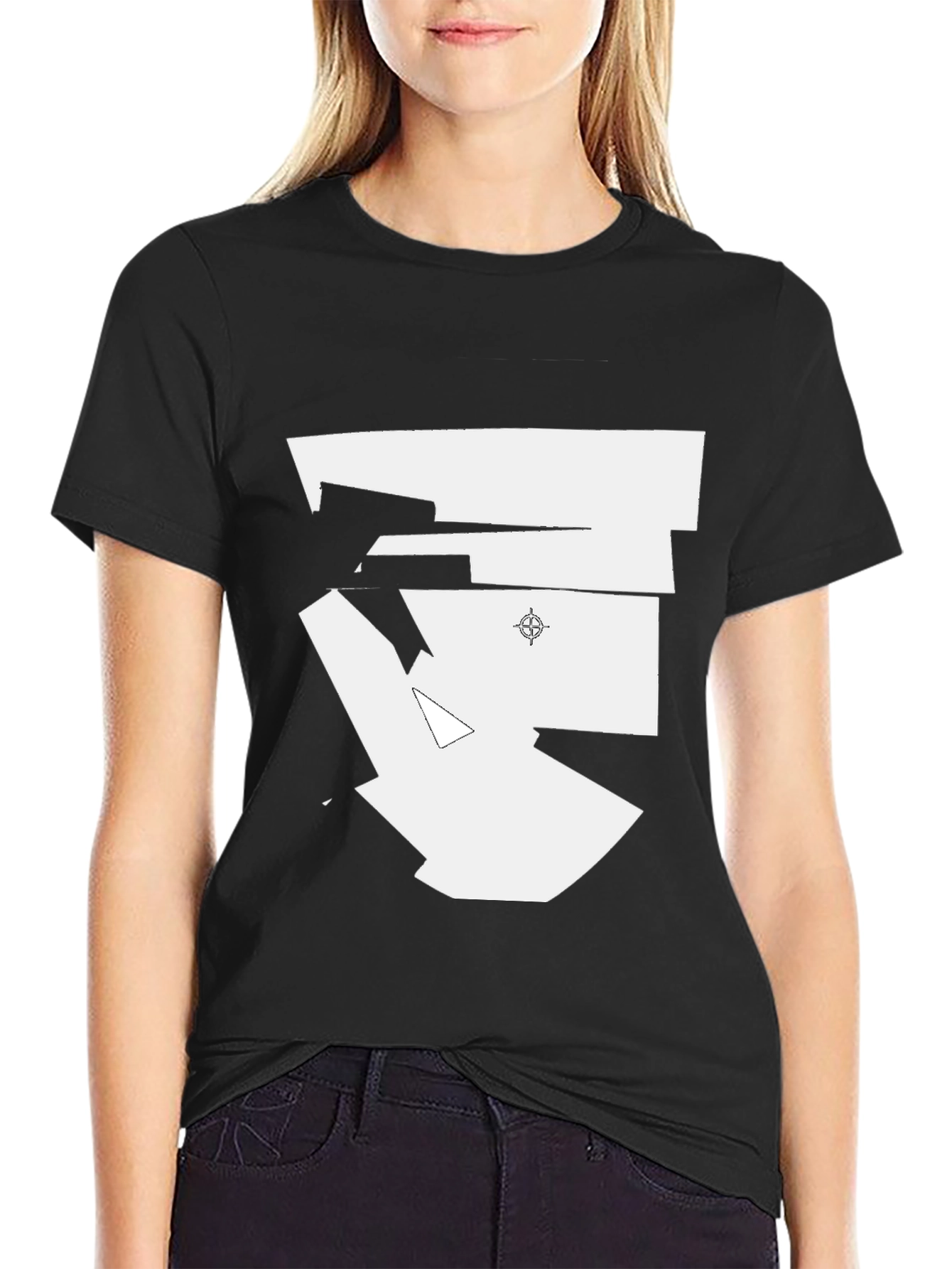 Black Abstract Graphic Print Black T-Shirt view 2