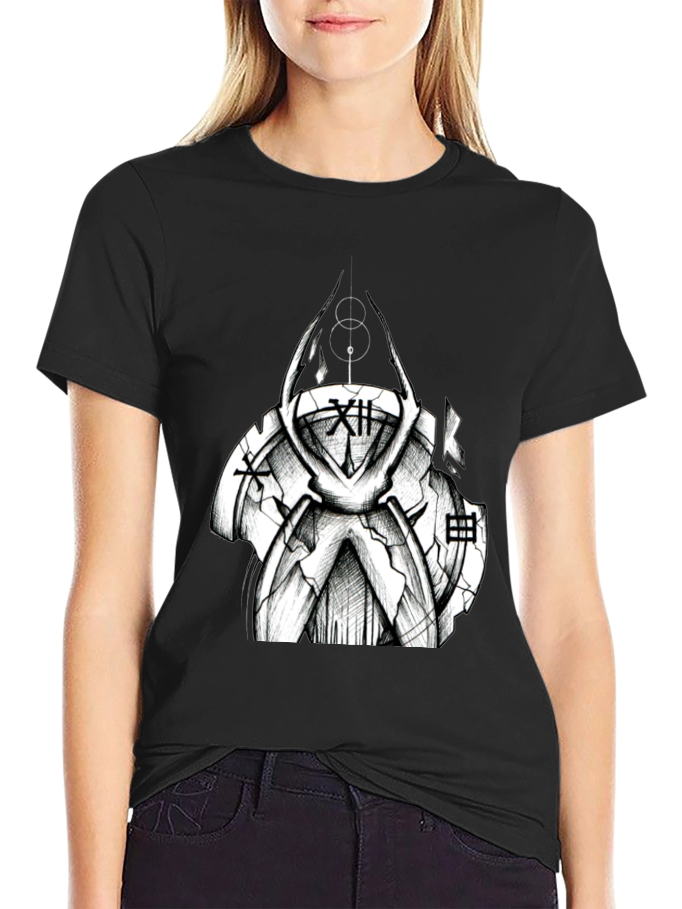 Black Abstract Clockwork T-Shirt - Unique Graphic Tee view 2