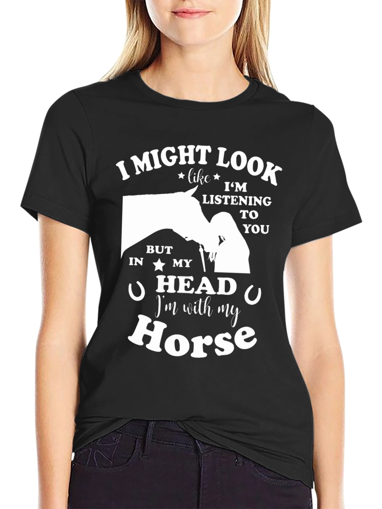 Black I'm With My Horse Graphic T-Shirt view 2