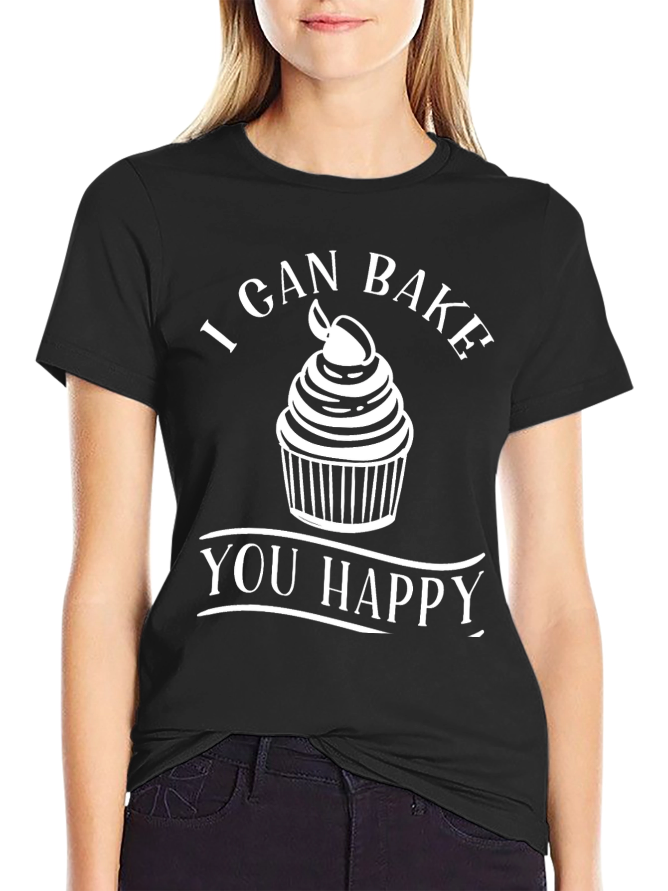 Black I Can Bake You Happy Graphic T-Shirt view 2