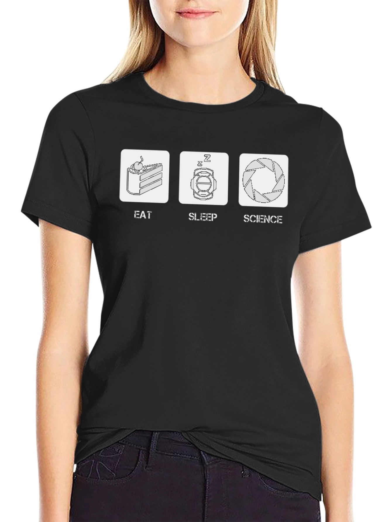 Black Eat Sleep Science T-Shirt - Funny Geek Tee view 2