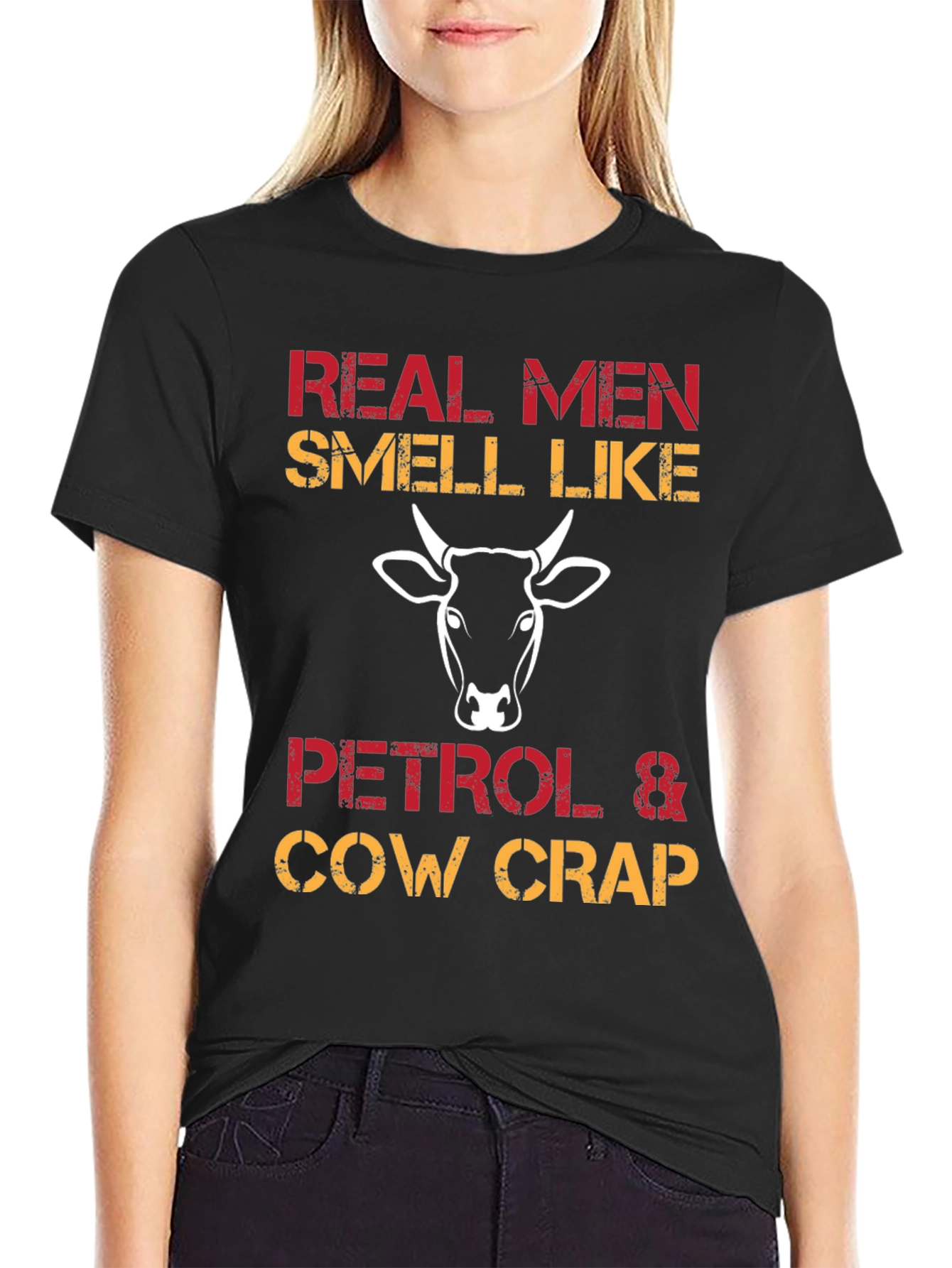Black Real Men Petrol & Cow Crap Graphic Tee view 2