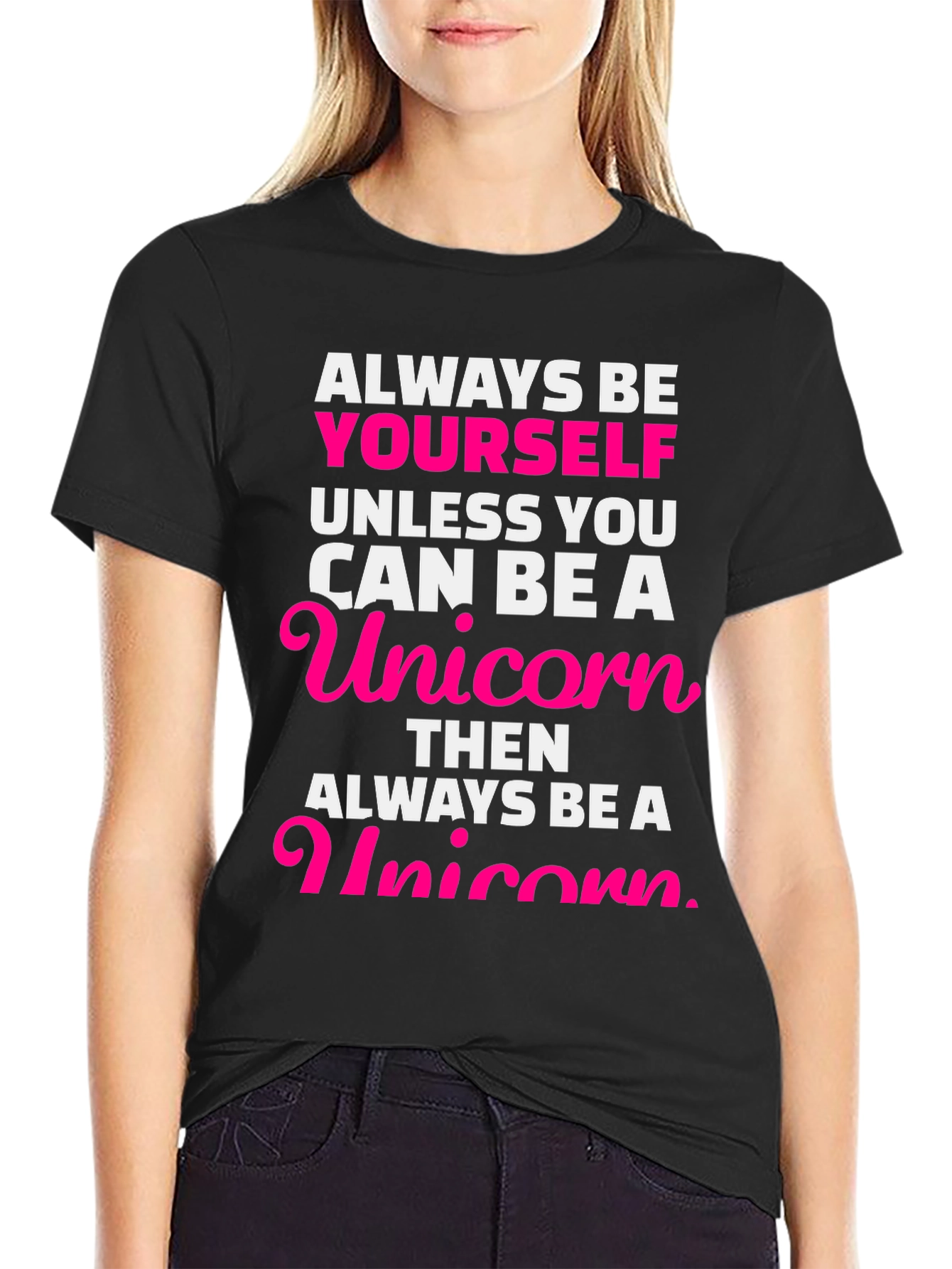 Black Always Be Yourself Unicorn Graphic Tee view 2