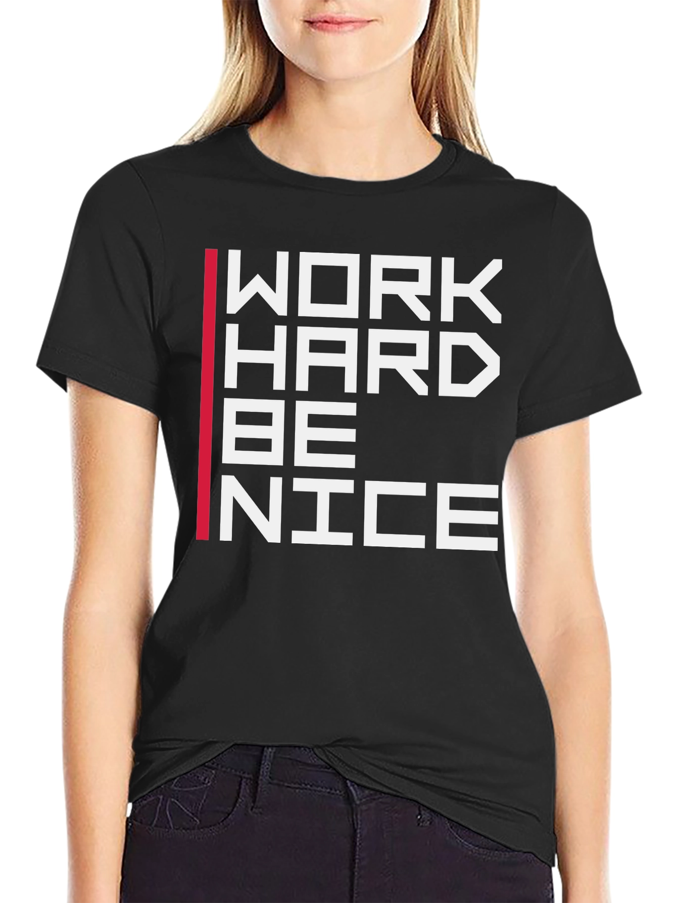 Black Work Hard Be Nice Graphic T-Shirt view 2