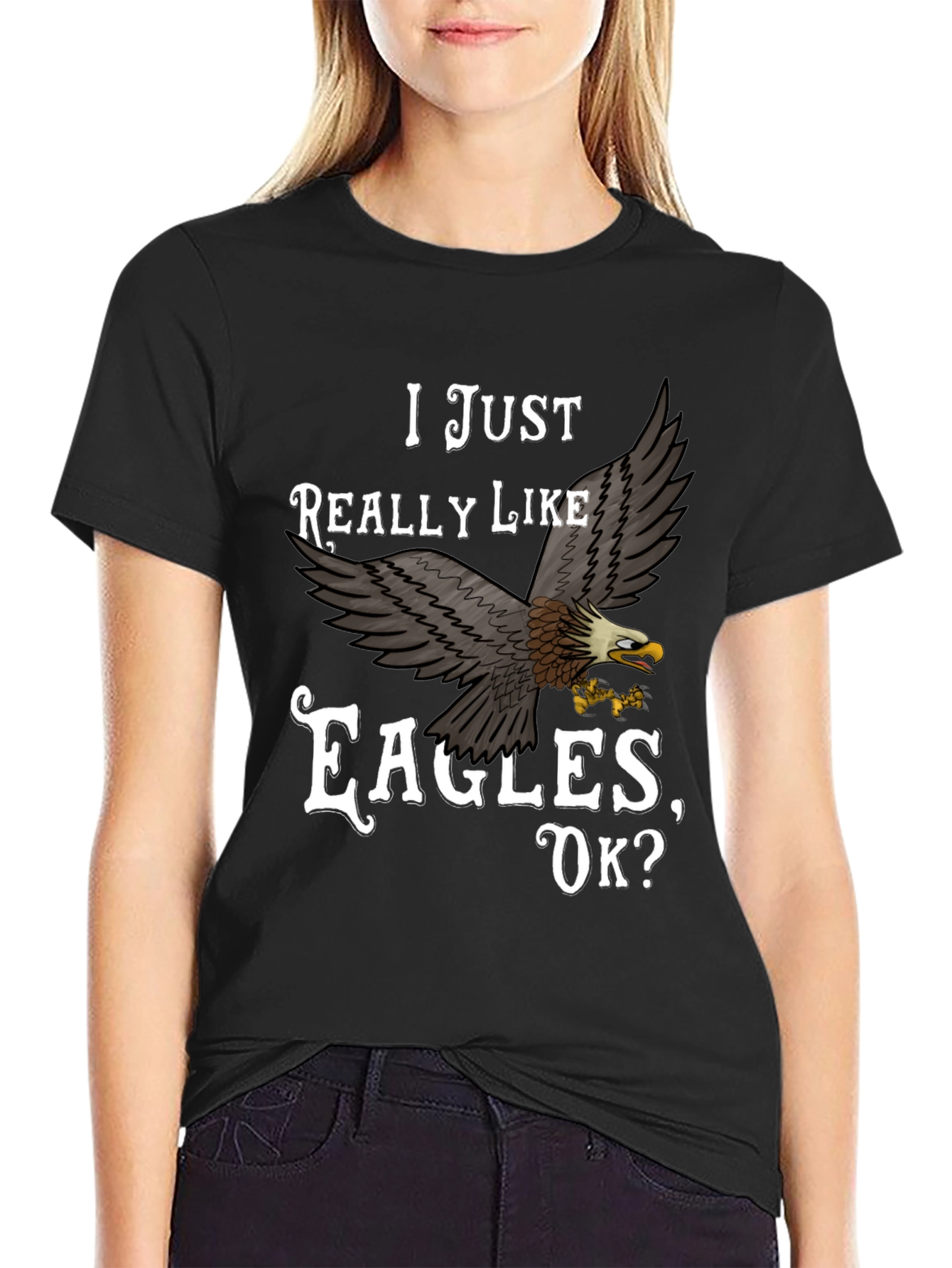 Black I Just Really Like Eagles T-Shirt view 2