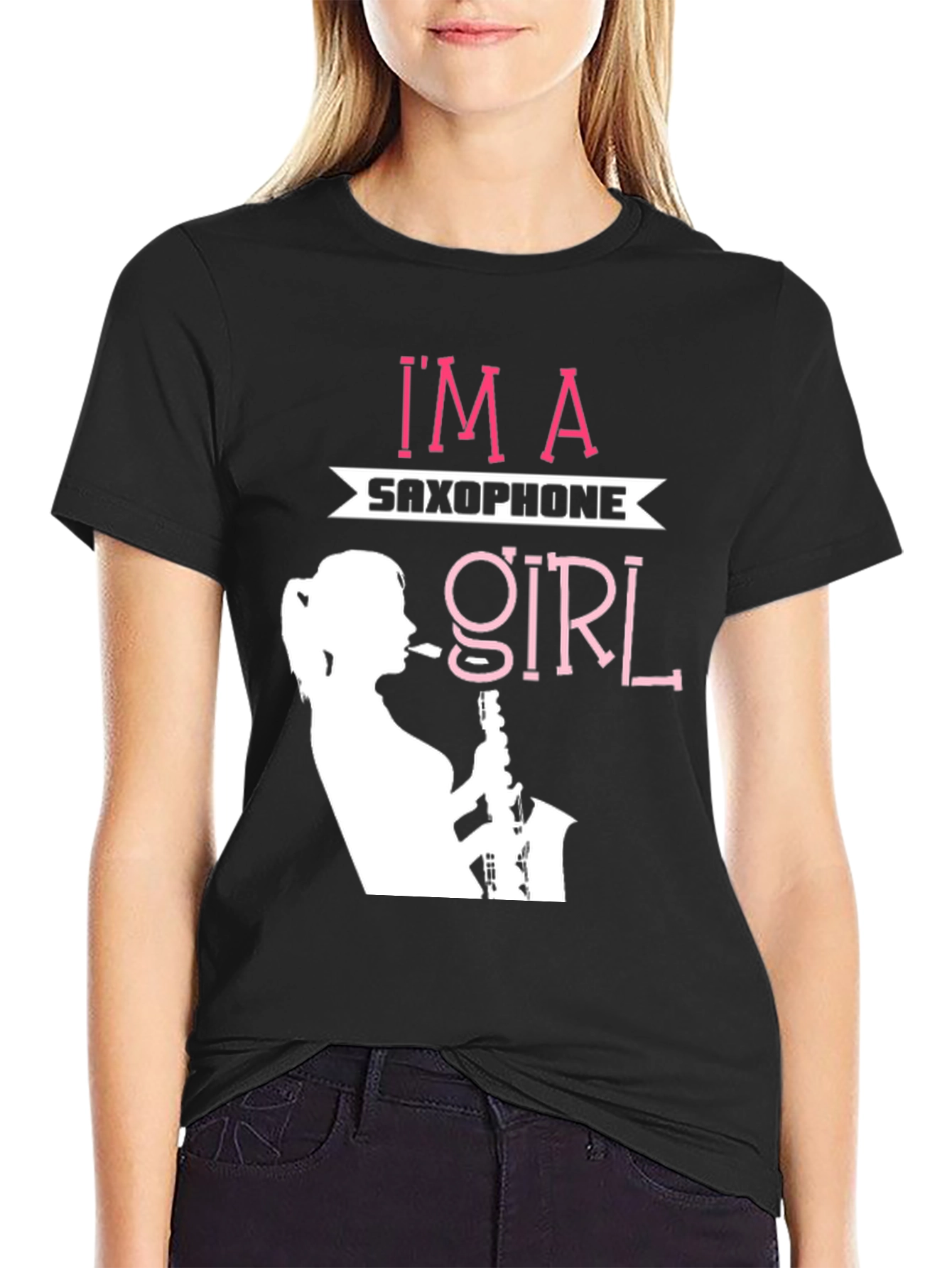 Black I'm A Saxophone Girl Black Graphic Tee view 2