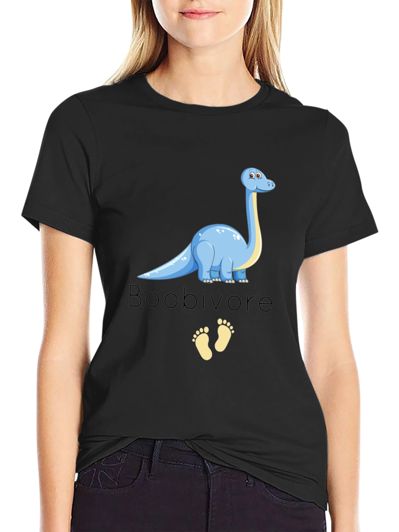 Black Boobivore Dinosaur Graphic T-Shirt view 2