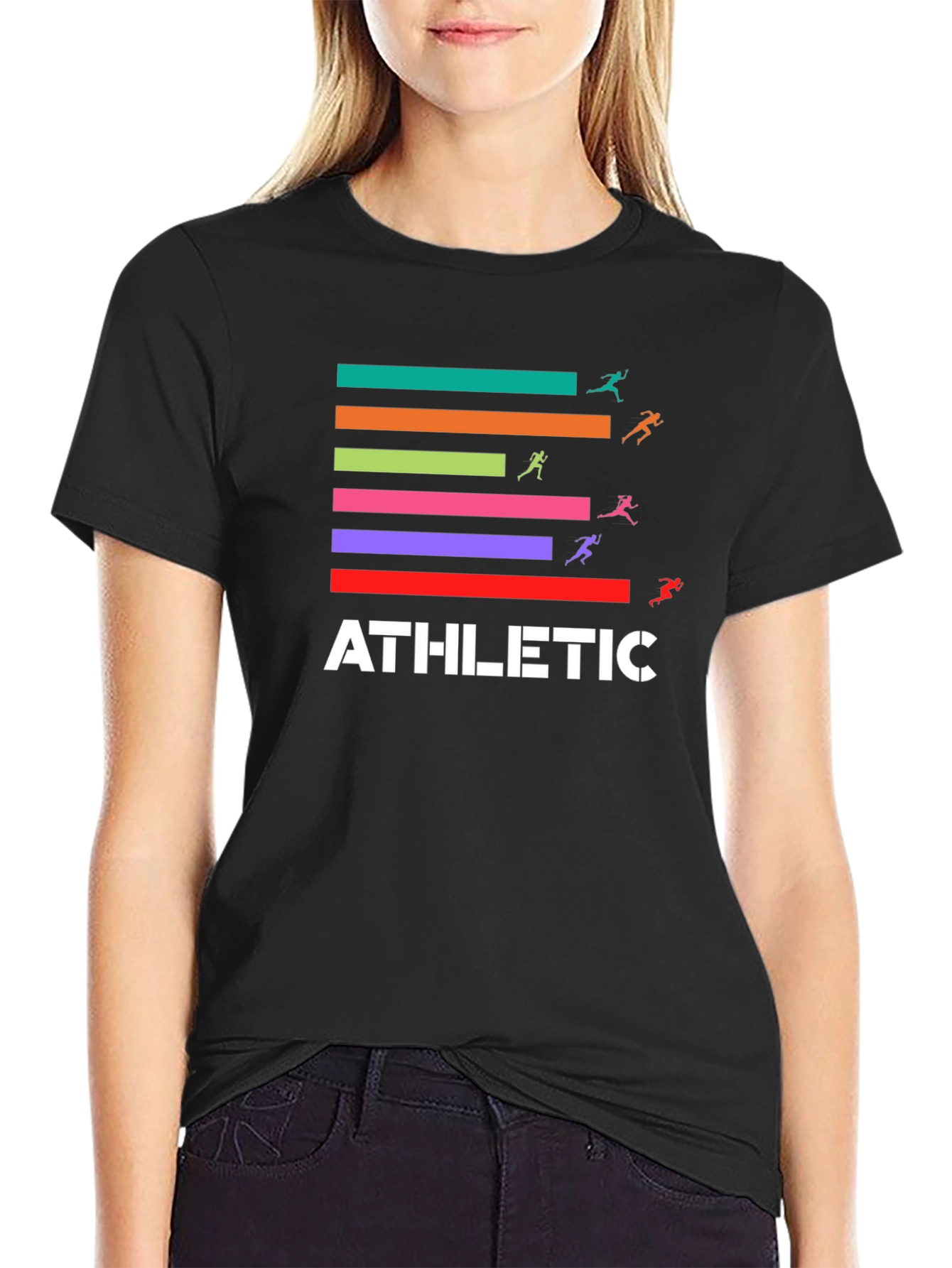 Black Athletic Graphic Tee - Sporty Style view 2