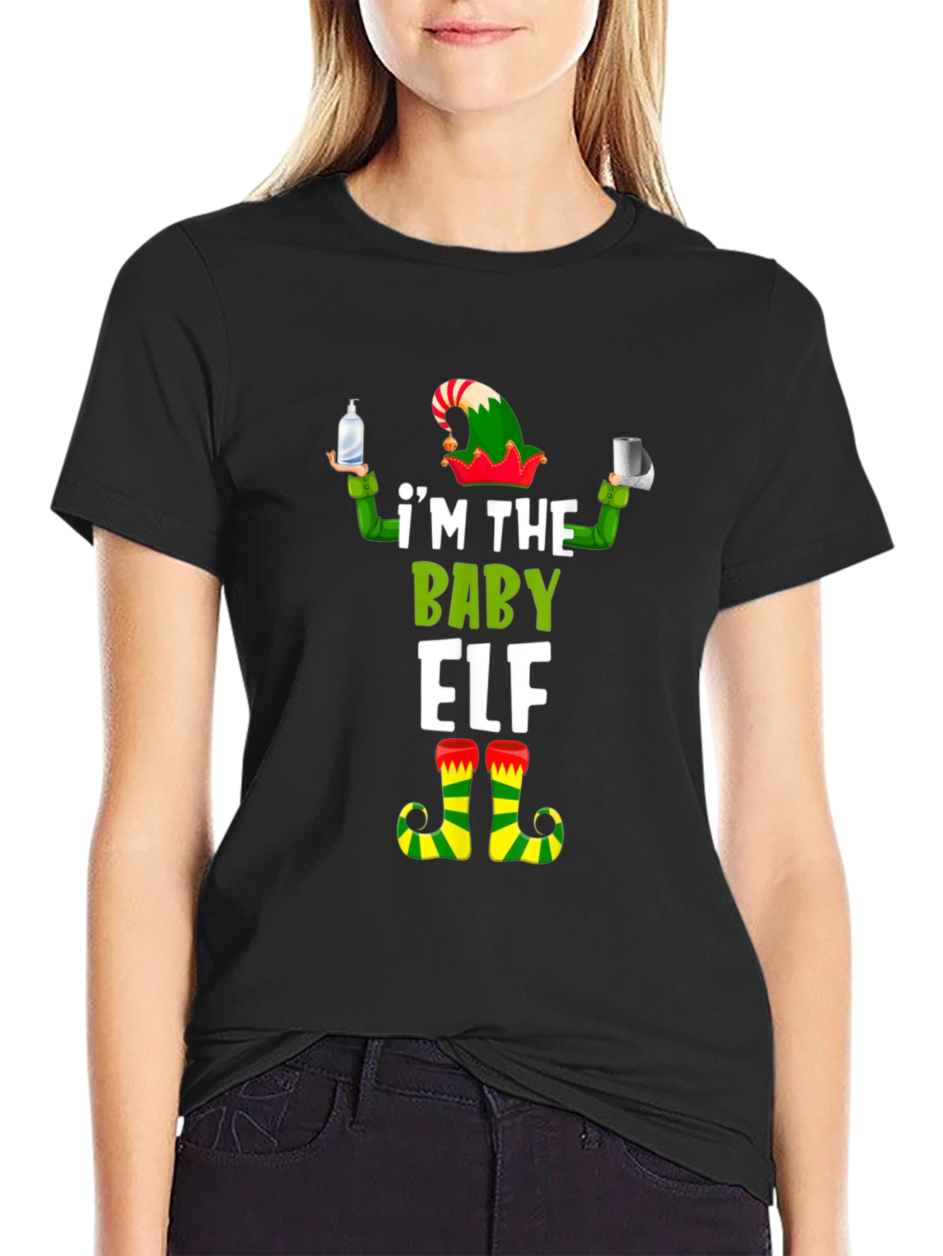 Black I'm the Baby Elf T-Shirt view 2