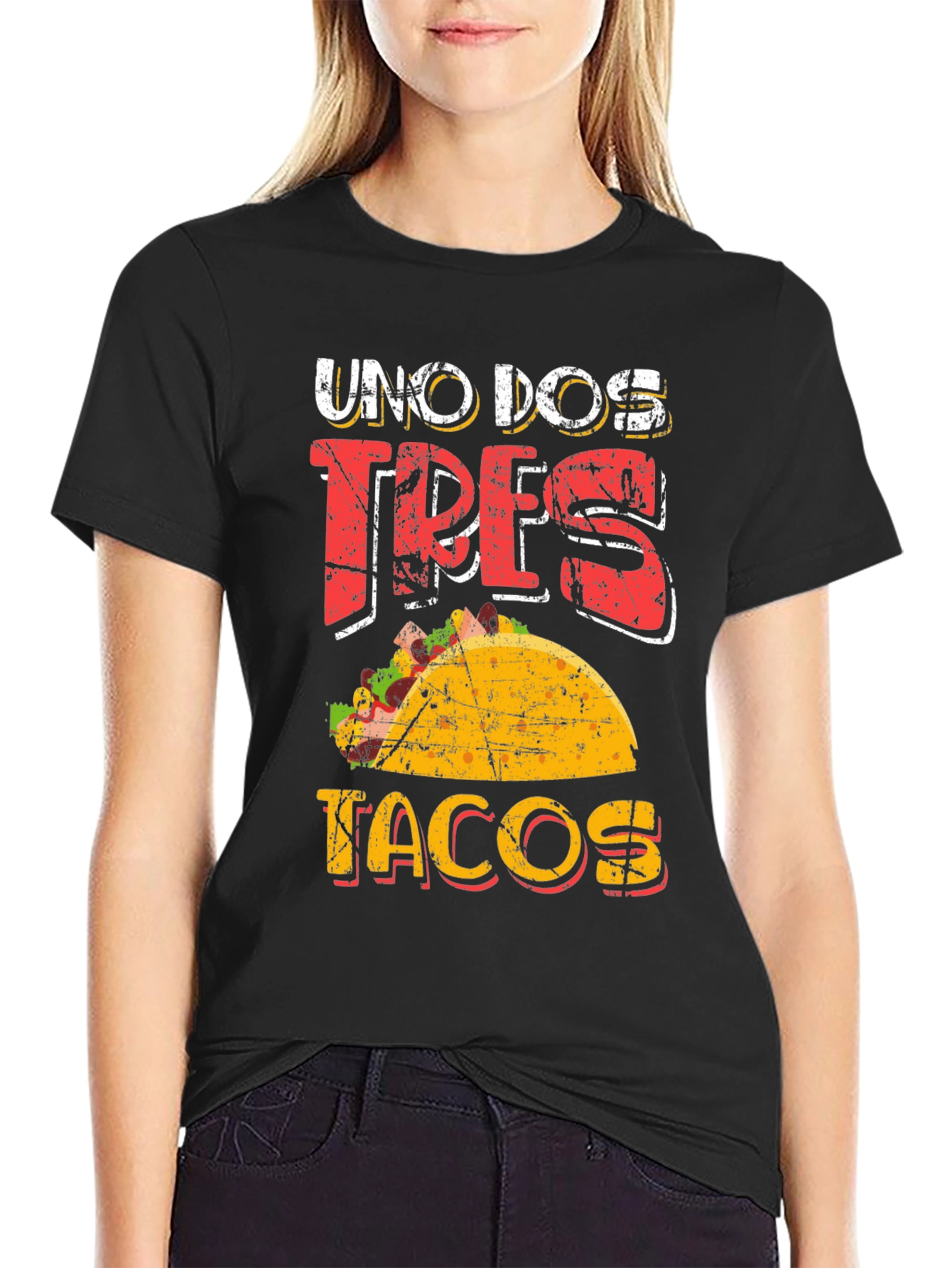Black Uno Dos Tres Tacos Graphic T-Shirt view 2