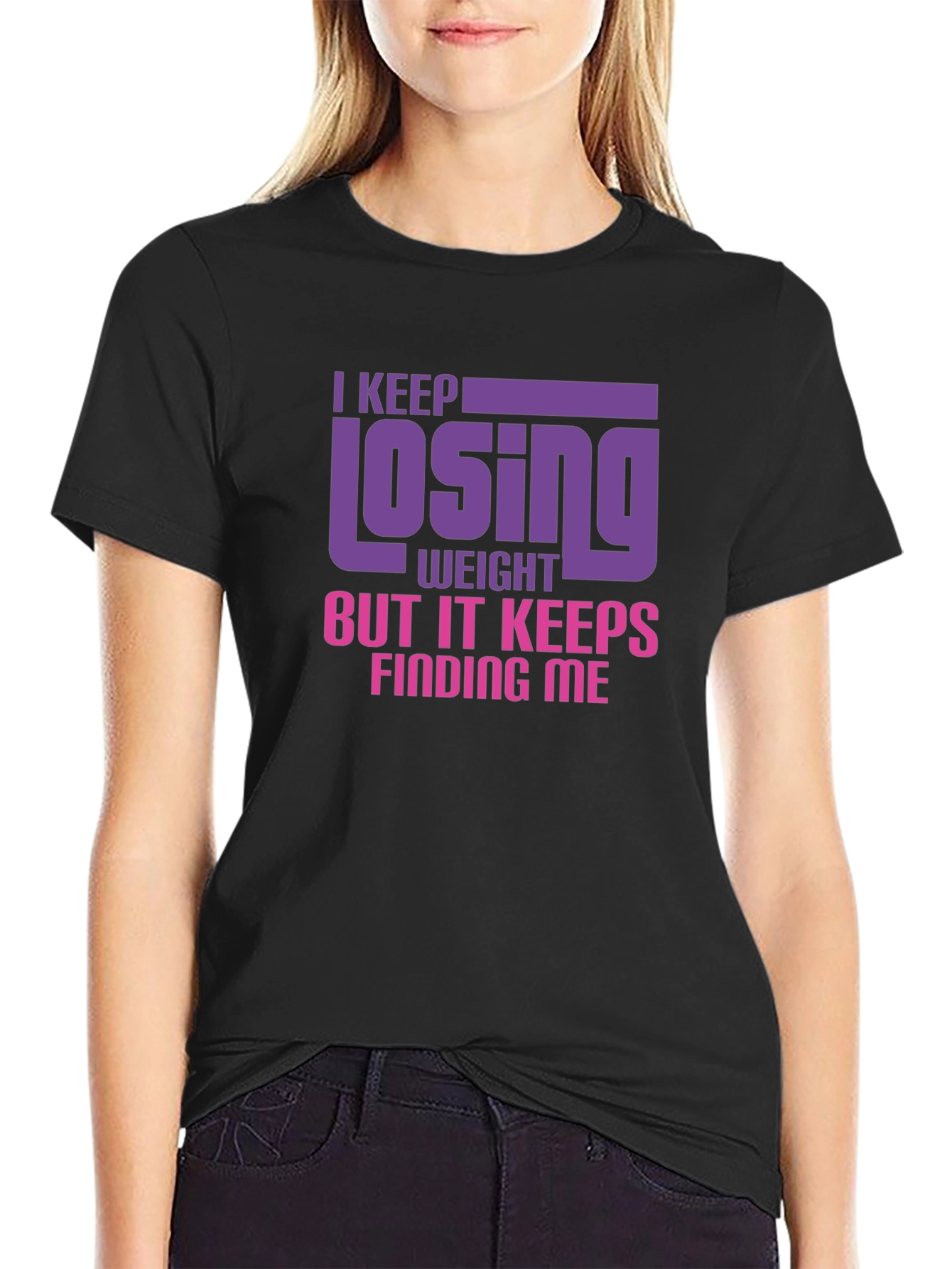 Black Funny Weight Loss T-Shirt - Losing Weight Humor view 2
