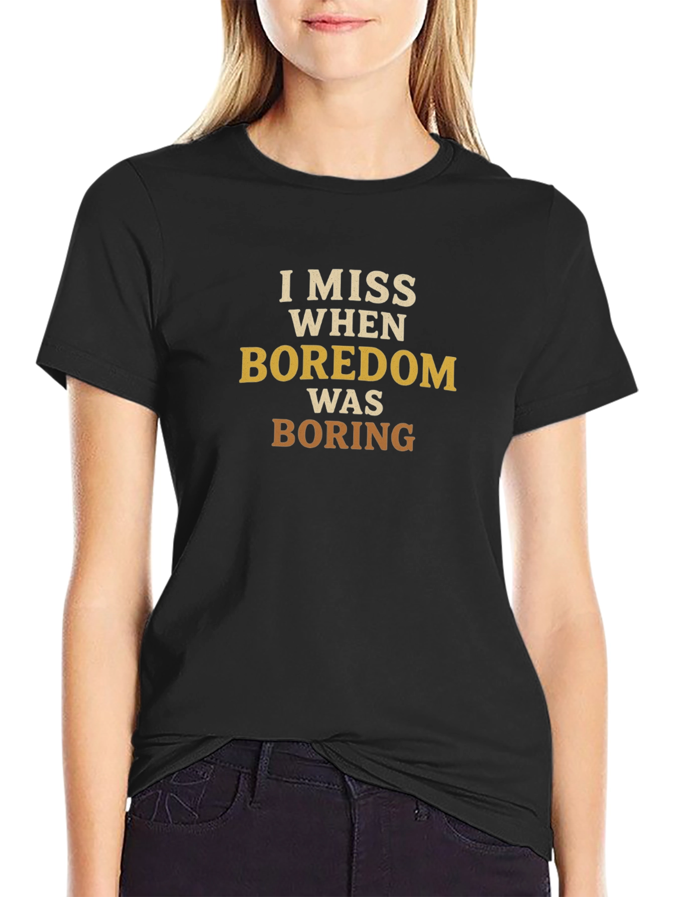 Black I Miss When Boredom Was Boring T-Shirt view 2