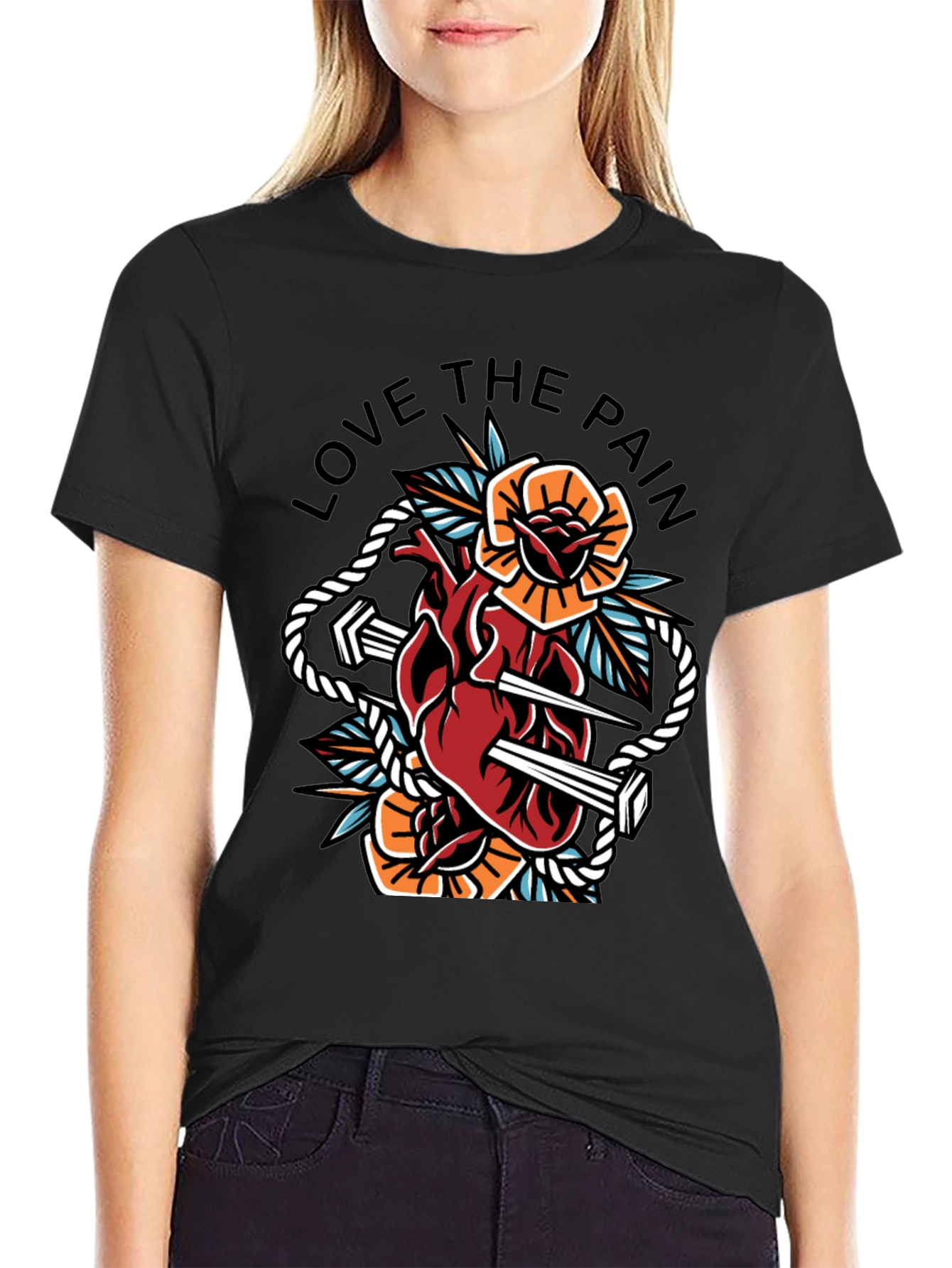 Black Love the Pain Graphic Tee view 2