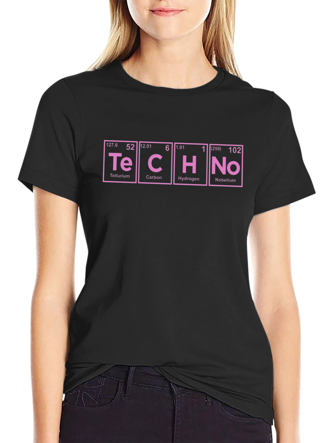 Black Periodic Table Techno Music Black T-Shirt view 2