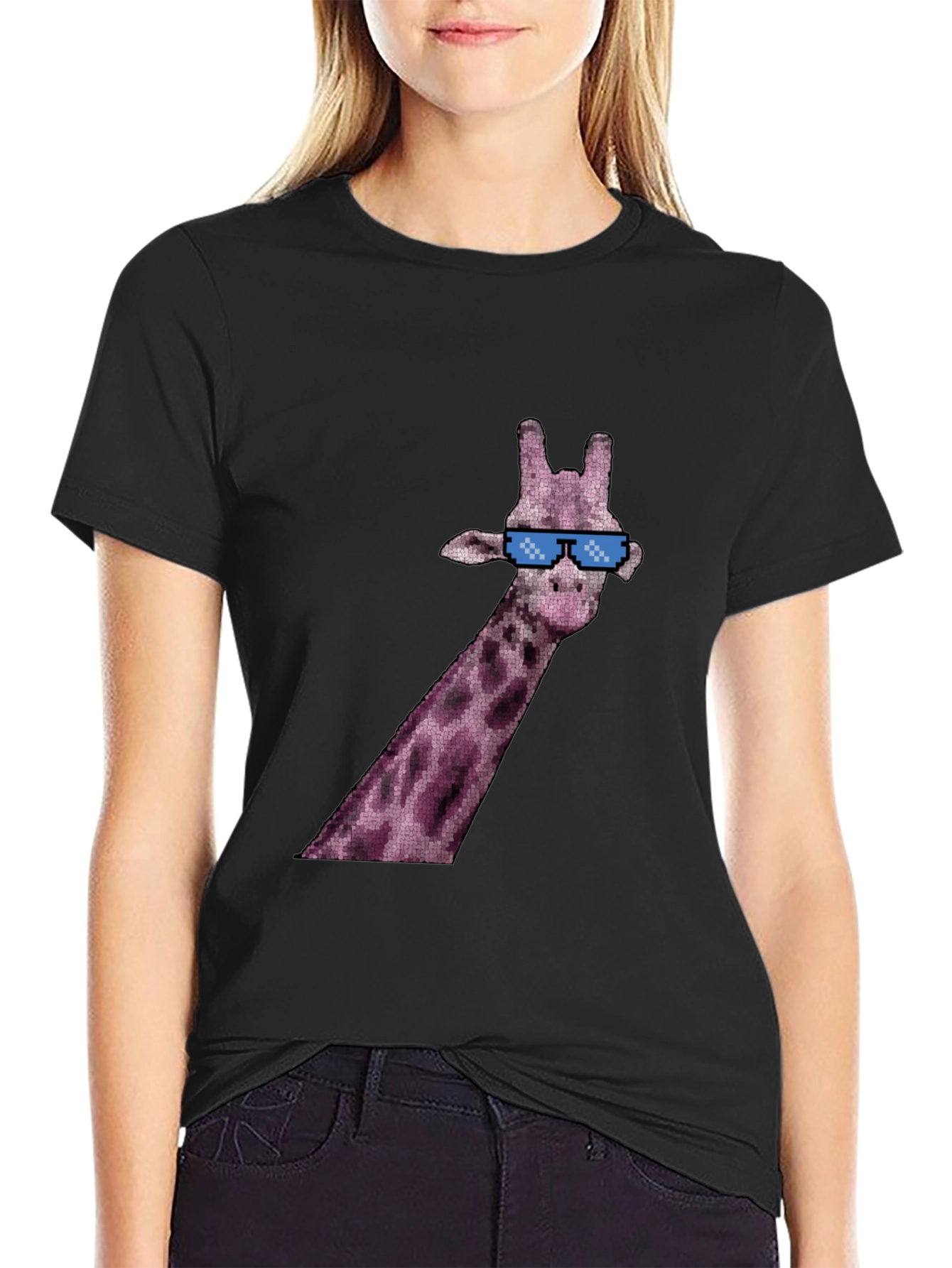 Black Cool Giraffe Graphic Tee - Black view 2