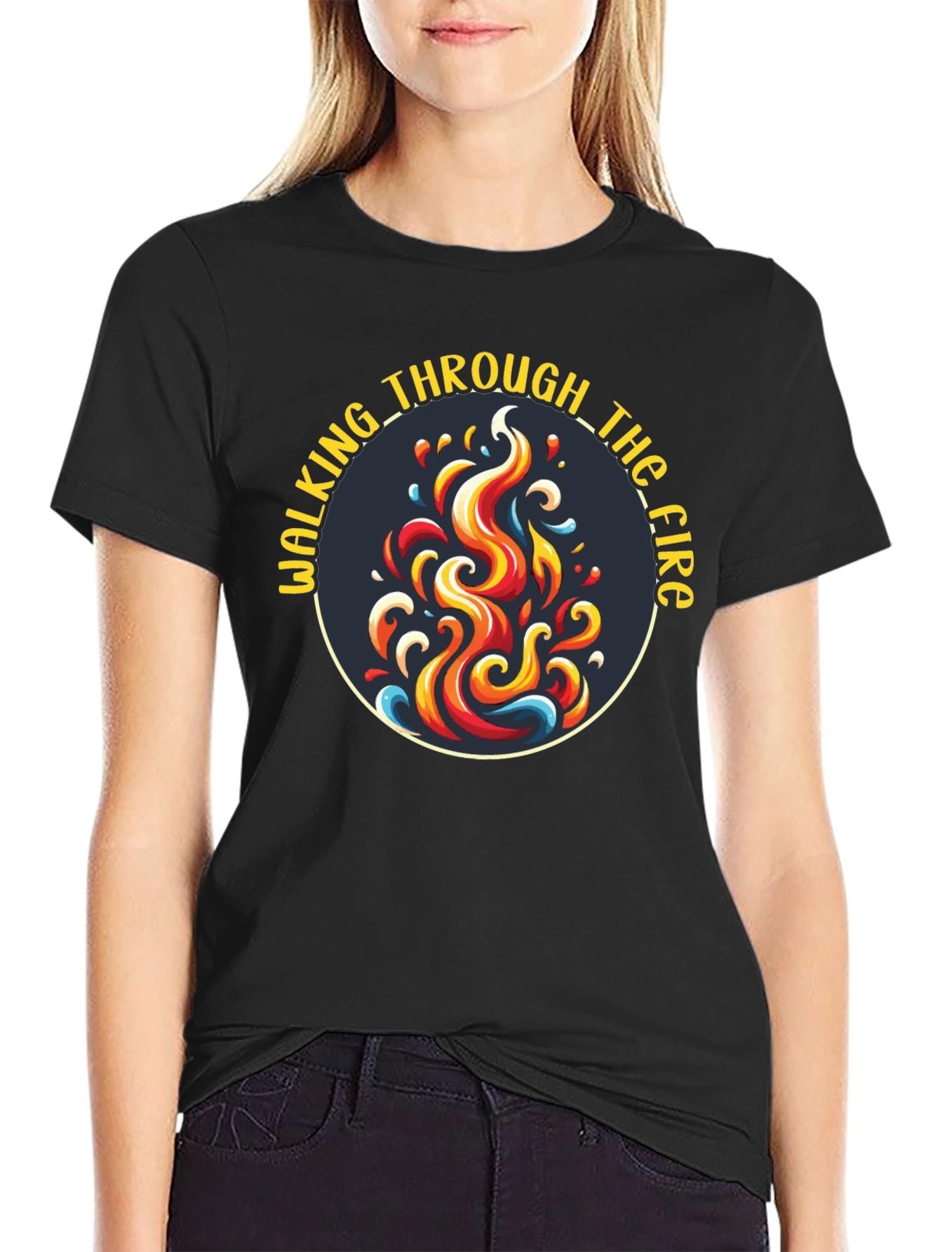 Black Walking Through the Fire Graphic T-Shirt view 2