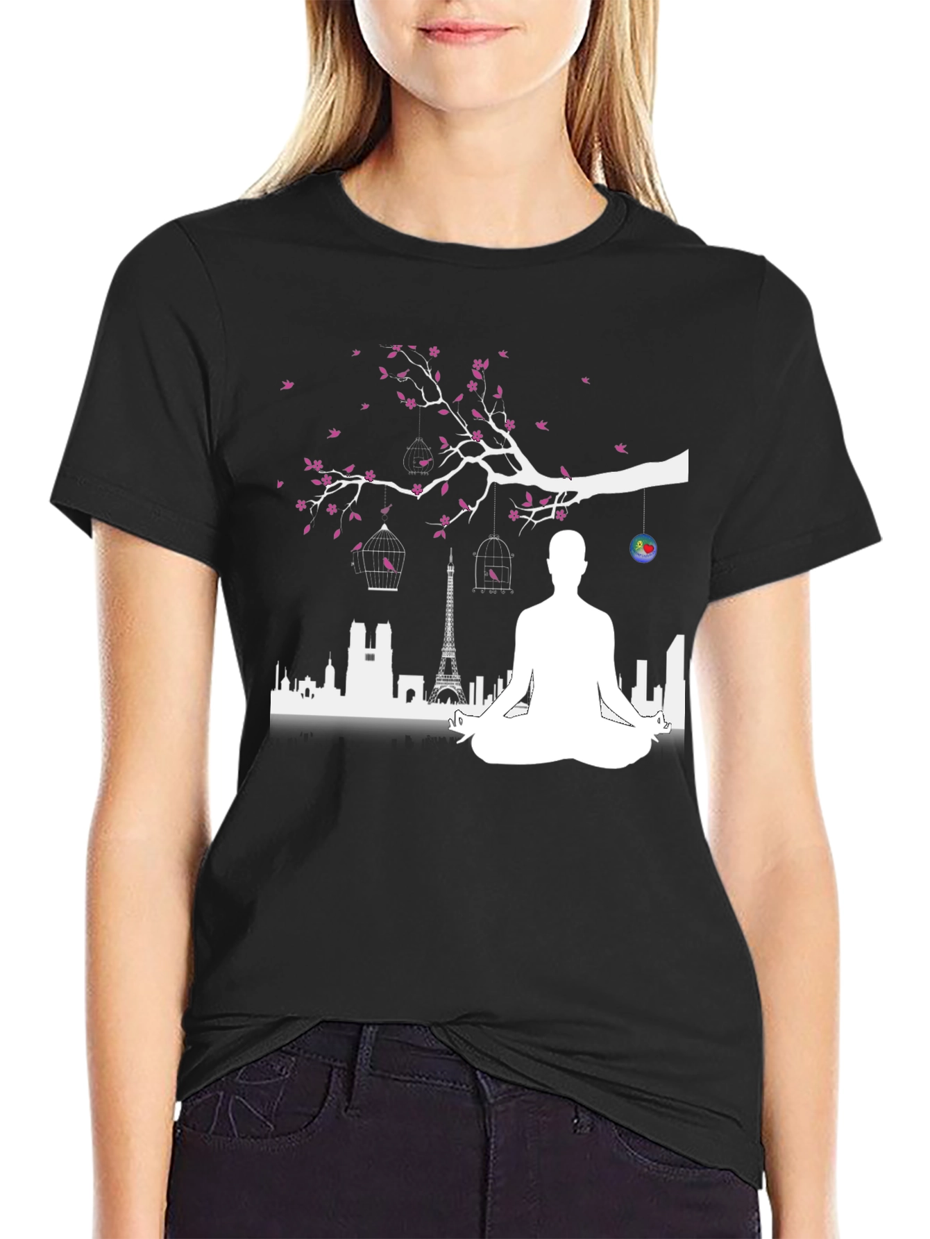 Black Meditative Paris T-Shirt view 2