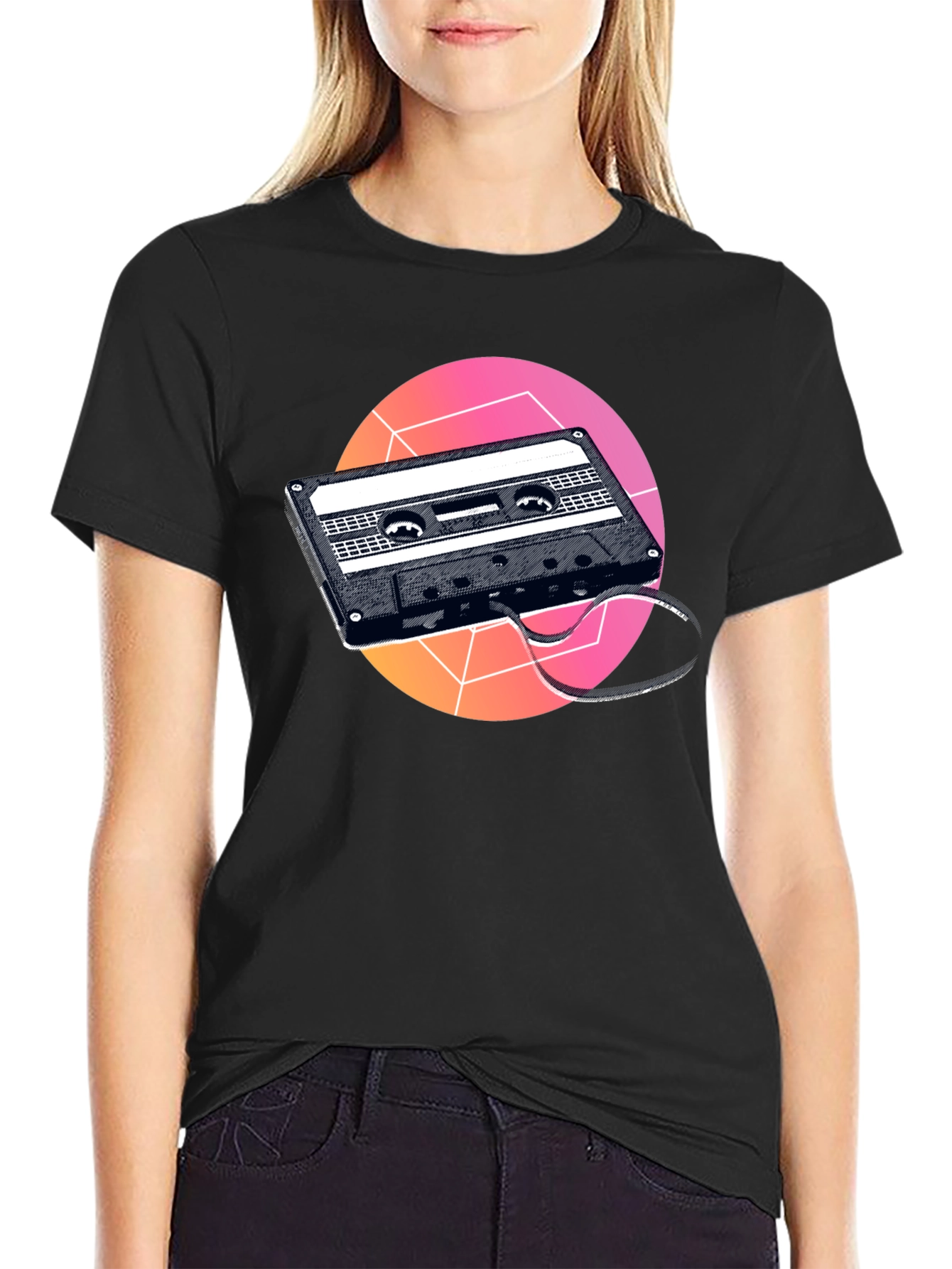 Black Retro Cassette Tape Graphic T-Shirt - Black view 2