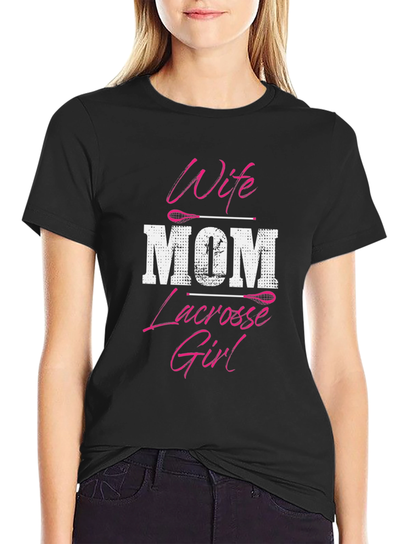 Black Wife Mom Lacrosse Girl Tee - Perfect Sports Mom Gift view 2