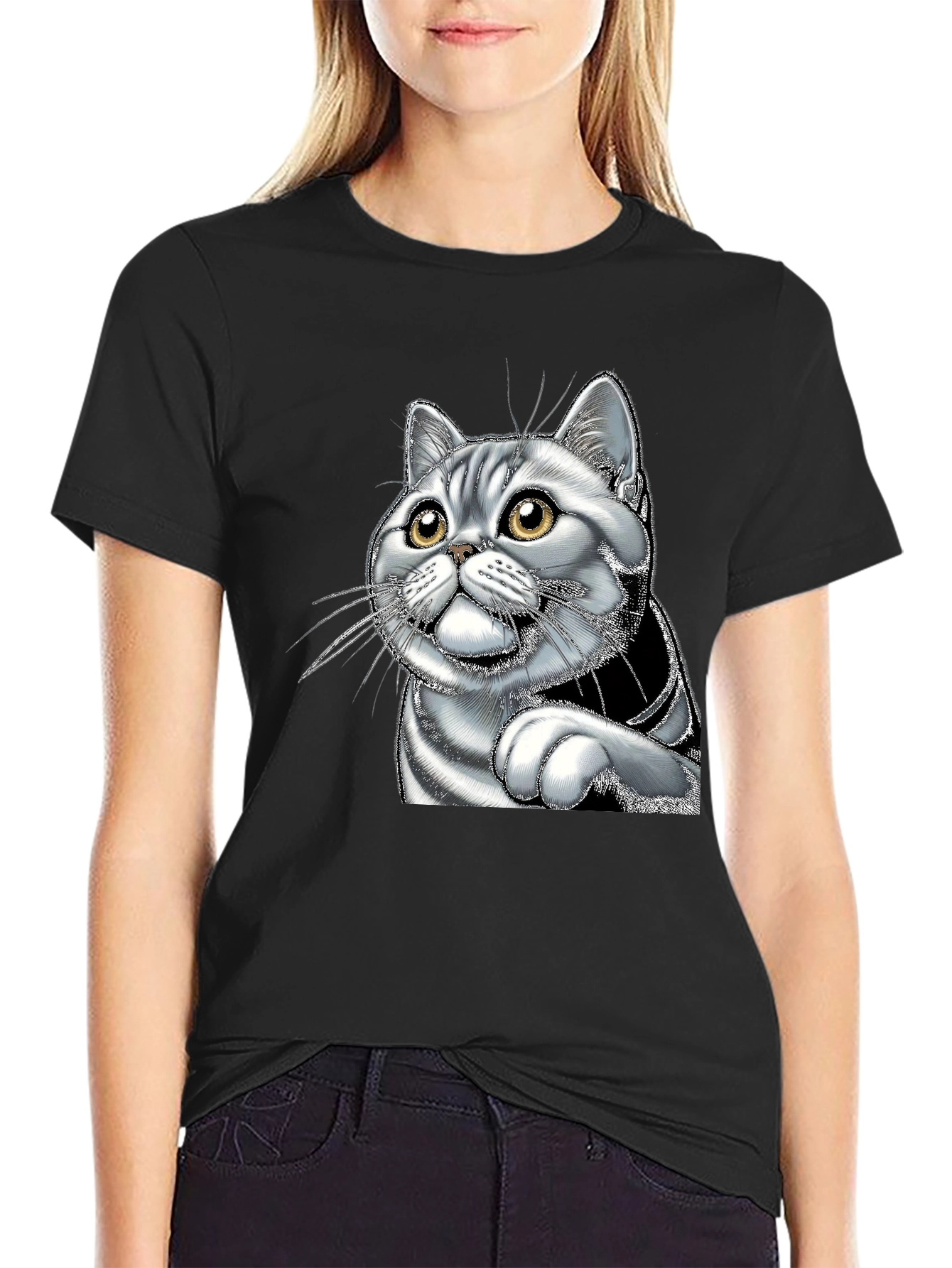 Black Cool Cat Graphic Tee - Men's Black T-Shirt view 2