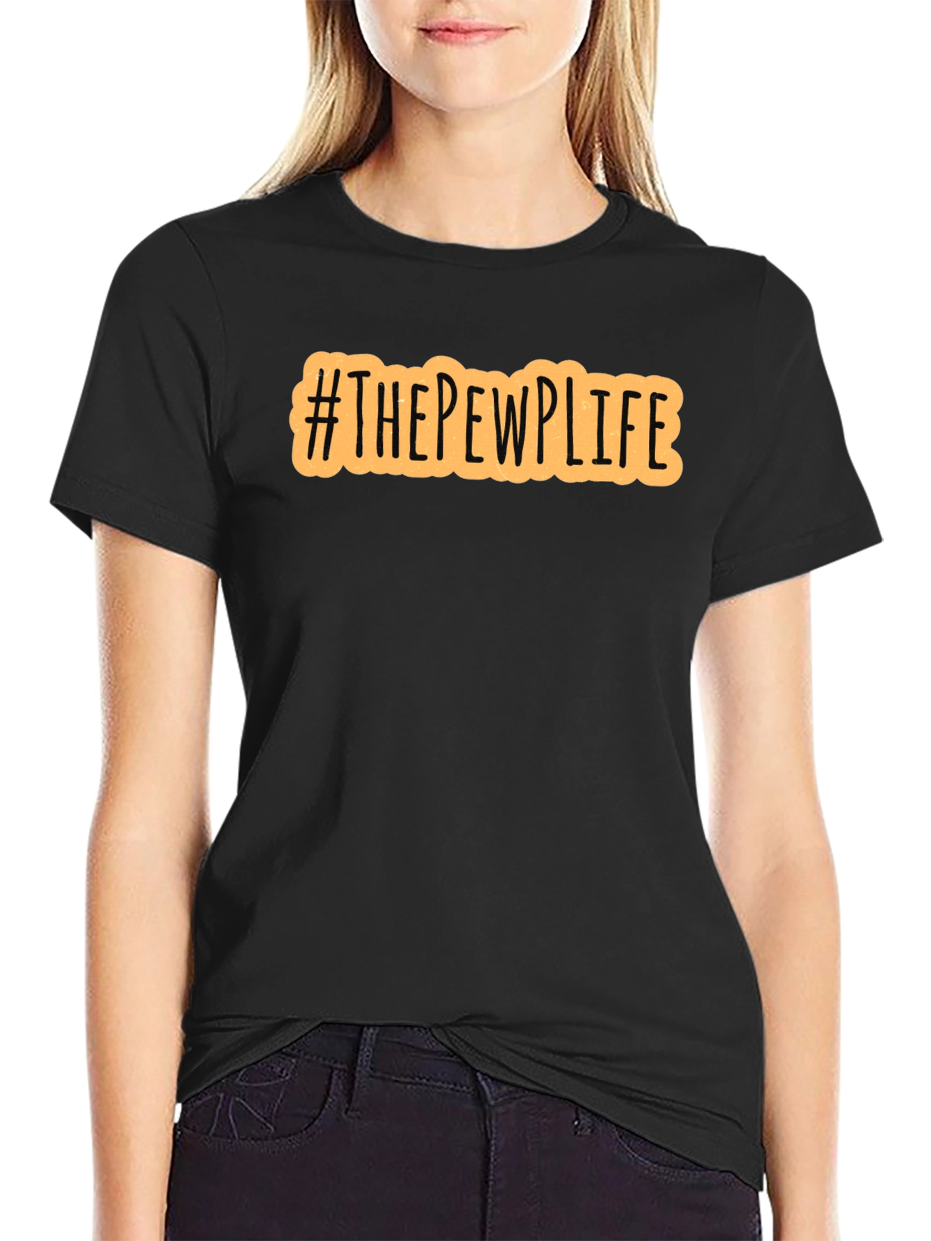 Black #THEPEWPLIFE Graphic Print Black Crew Neck T-Shirt view 2