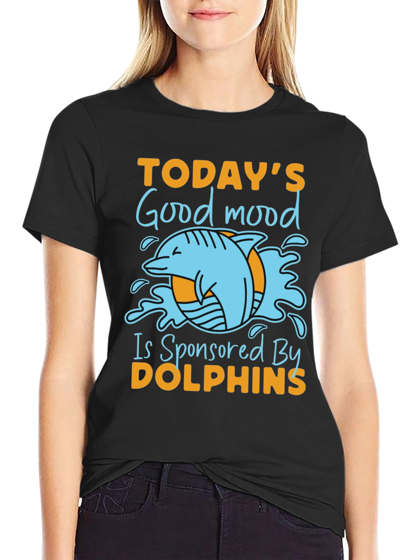 Black Dolphin Good Mood Graphic Tee - Unisex view 2