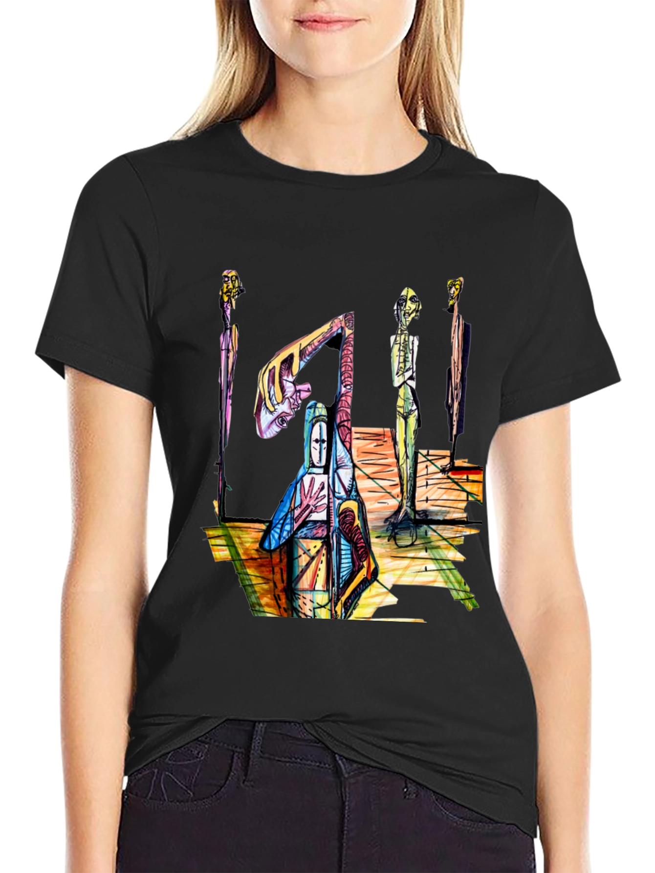 Black Abstract Art Graphic T-Shirt - Unique Design view 2