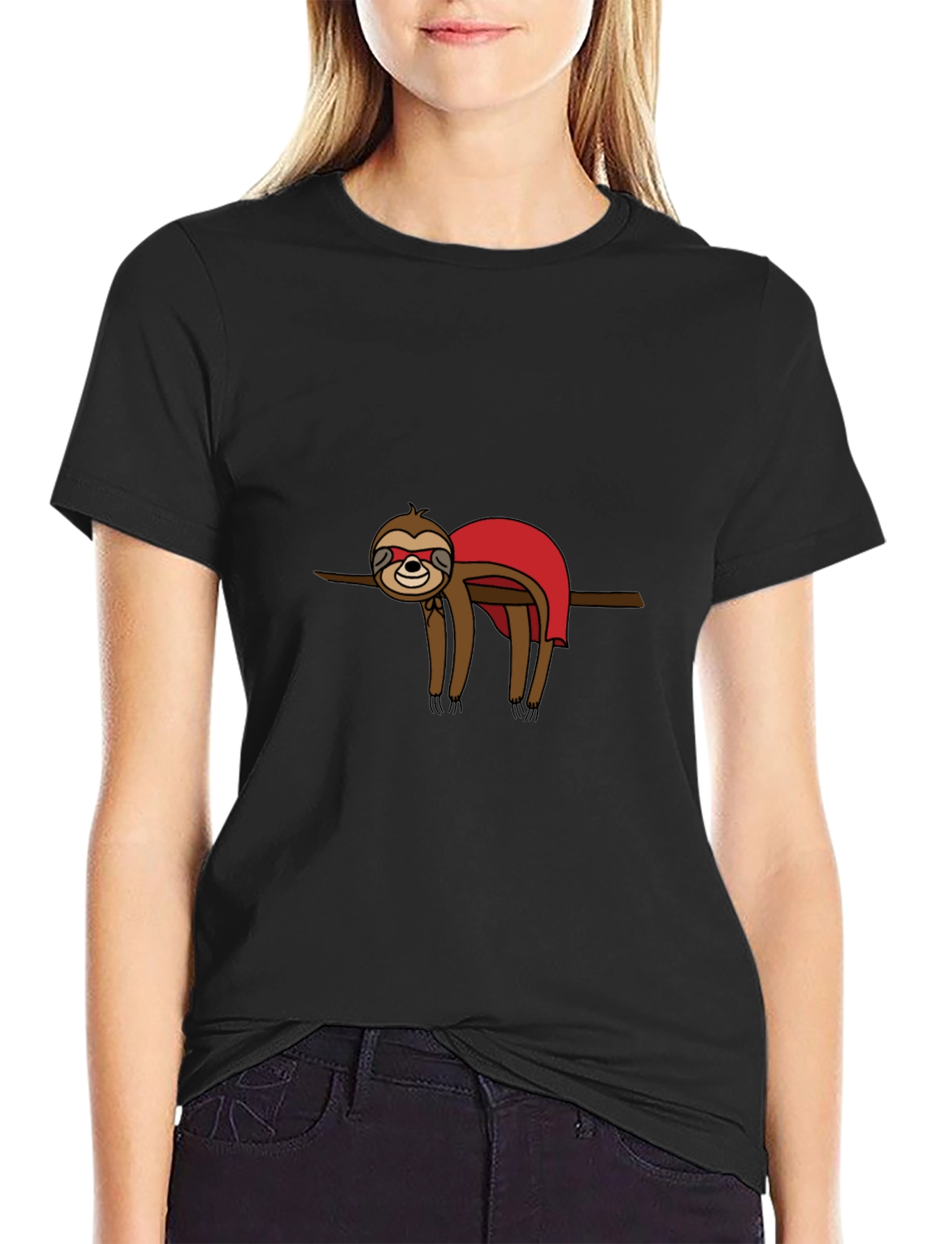 Black Superhero Sloth Graphic Tee - Black T-Shirt view 2
