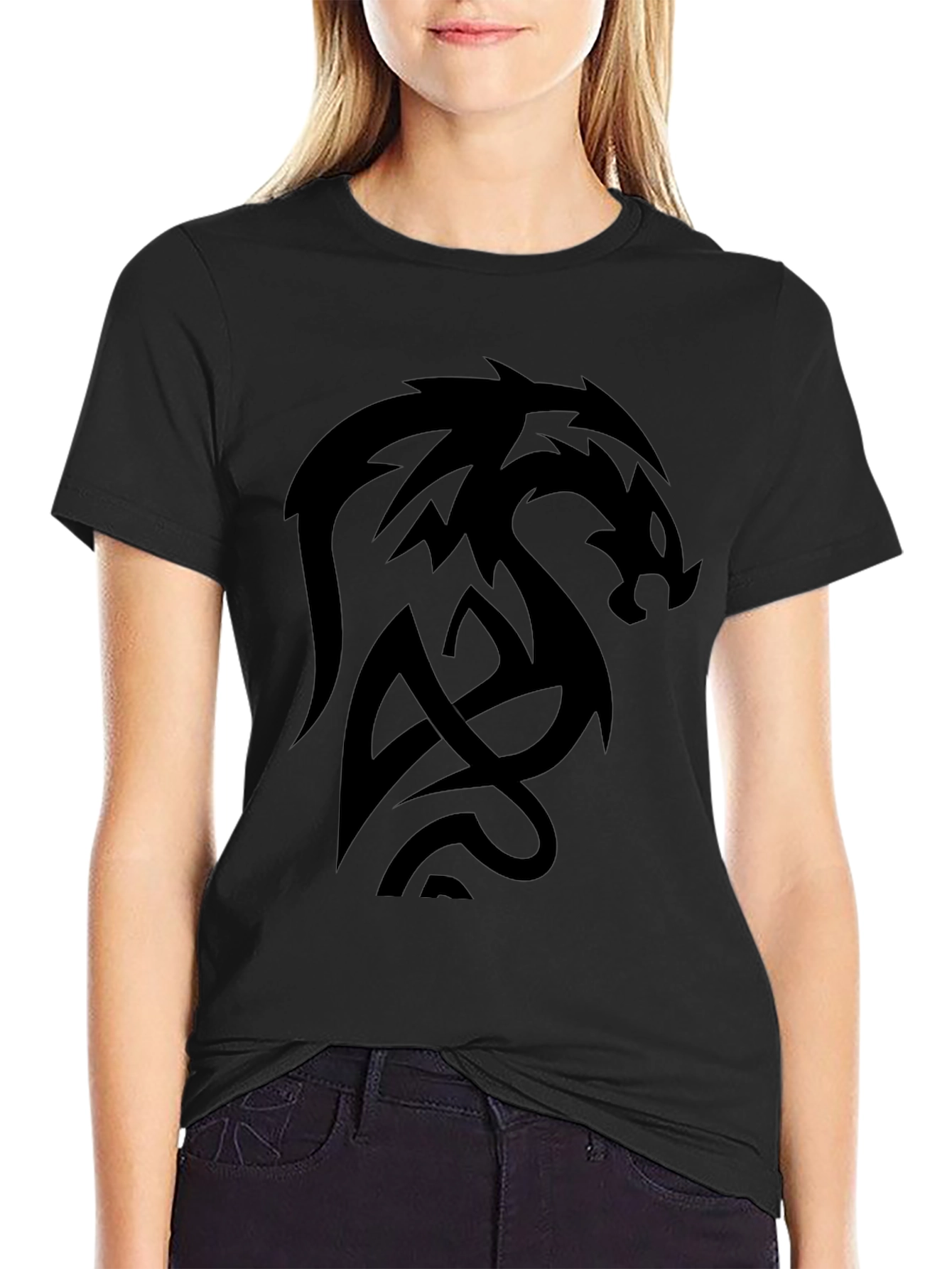 Black Dragon Graphic Black T-Shirt - Men's Stylish Tee view 2