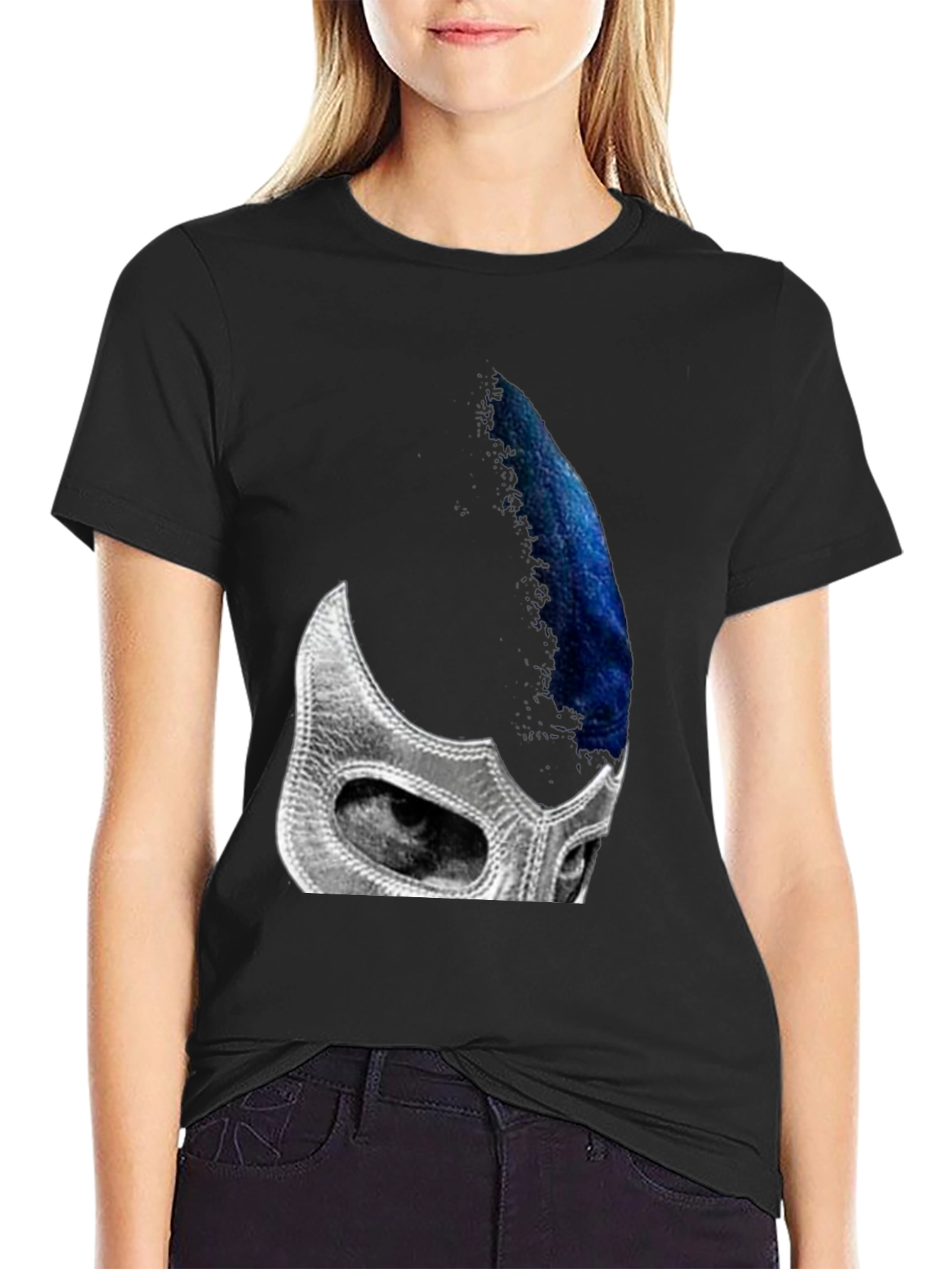 Black Wrestler Mask T-Shirt - Unique Graphic Tee view 2