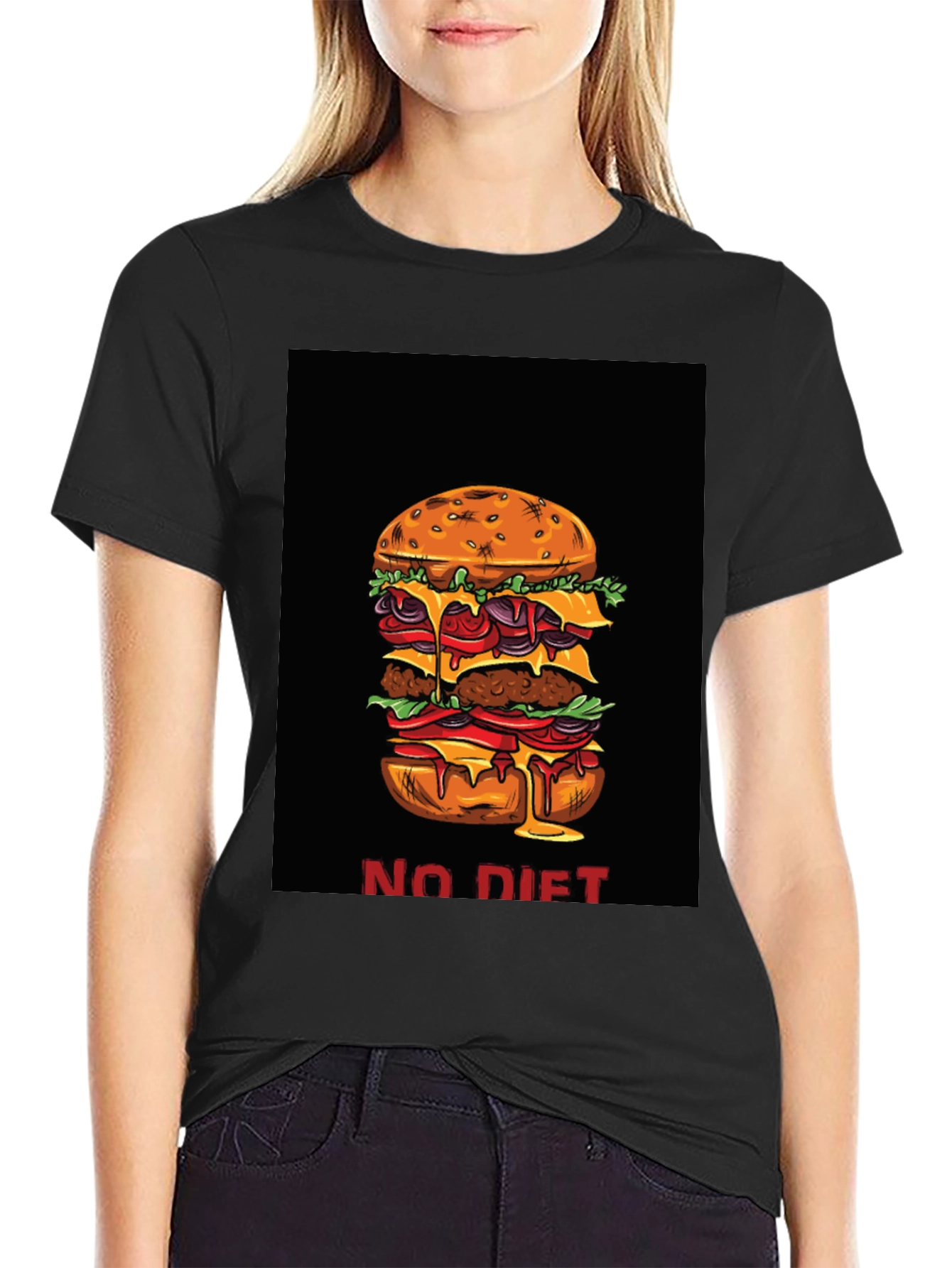 Black No Diet Burger Graphic Tee view 2