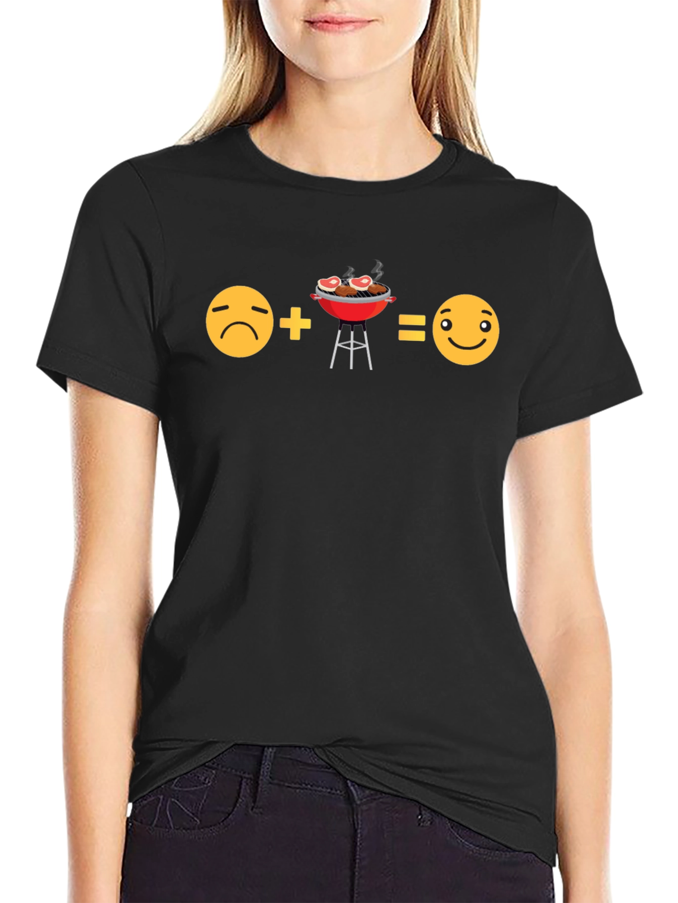 Black Funny BBQ T-Shirt - Grilling Makes You Happy! view 2