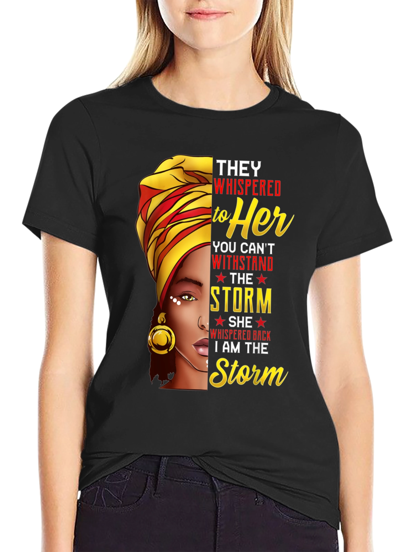 Black Empowered Woman Graphic T-Shirt - I Am The Storm view 2