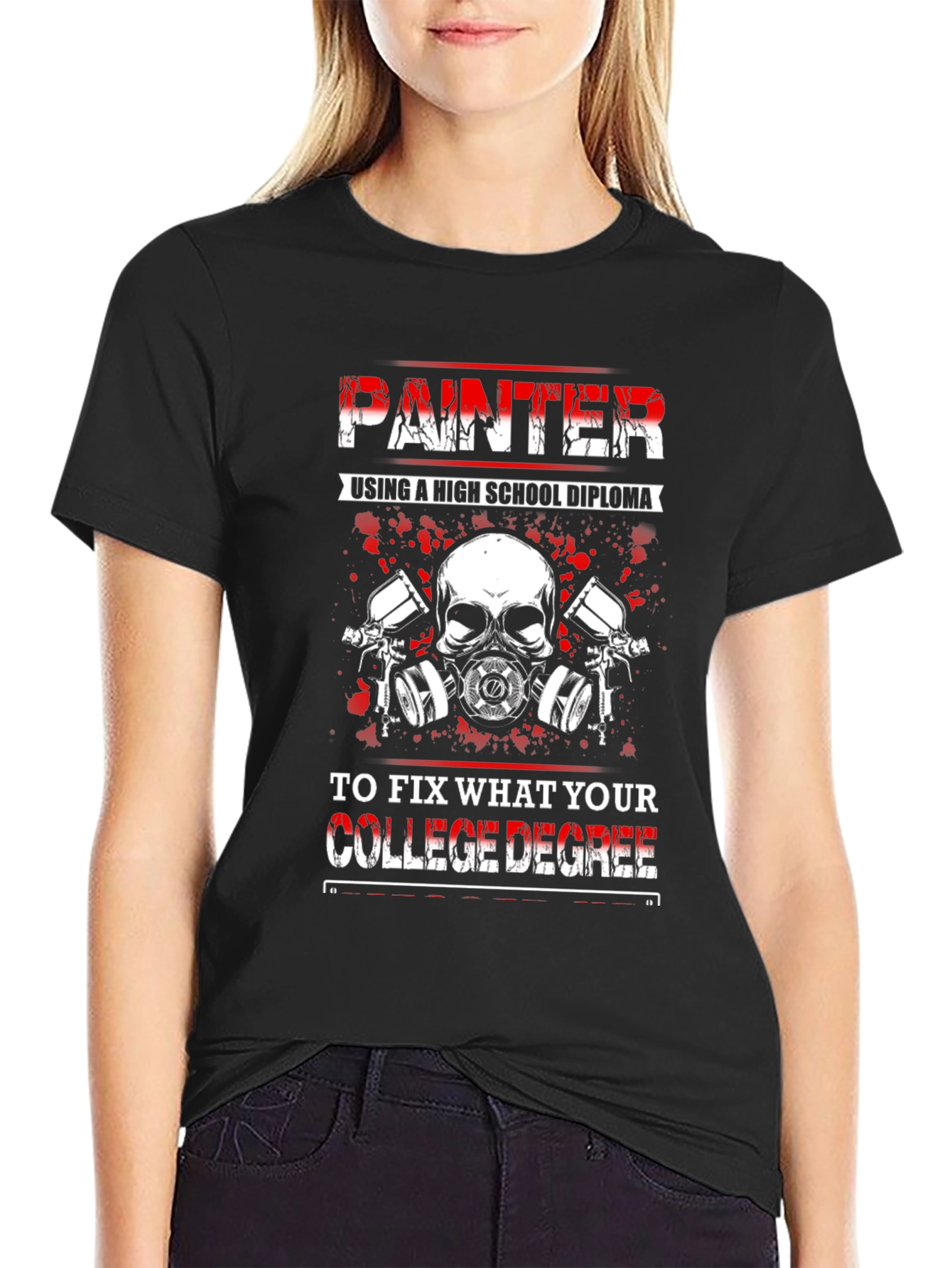 Black Painter High School Diploma Funny T-Shirt view 2