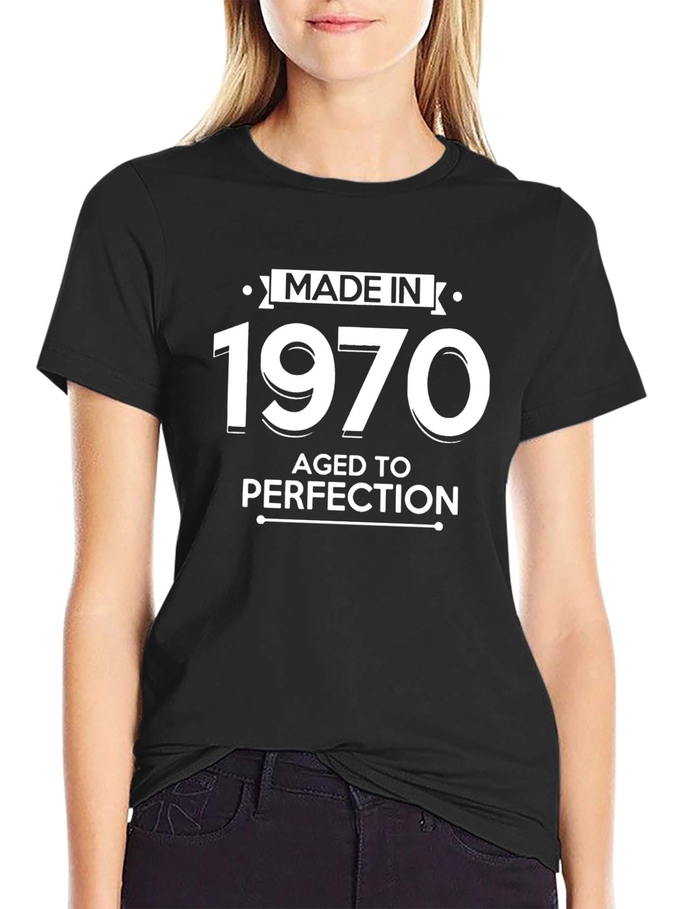 Black Made in 1970 Aged to Perfection Black T-Shirt view 2
