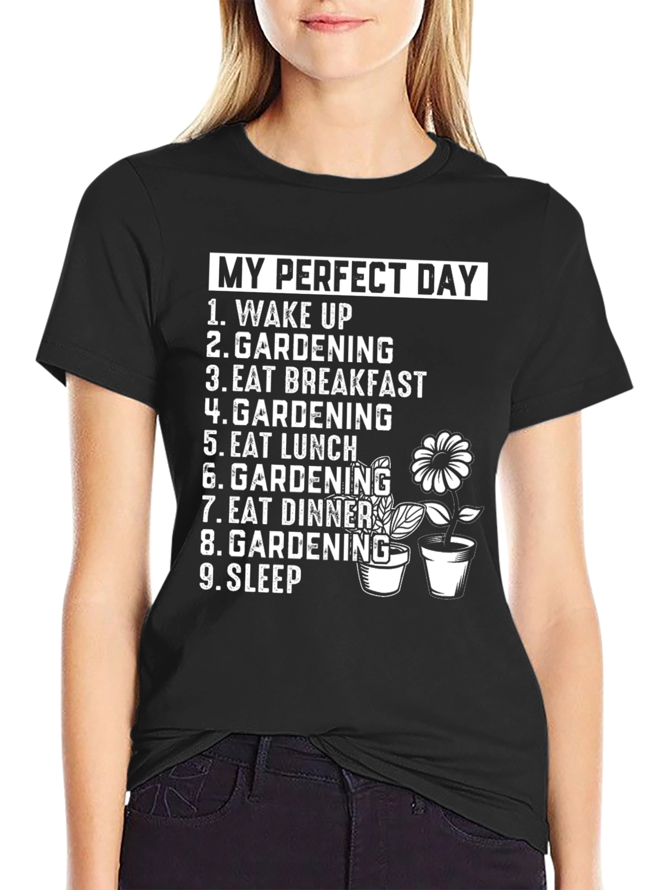 Black Gardening Lover's Perfect Day T-Shirt view 2