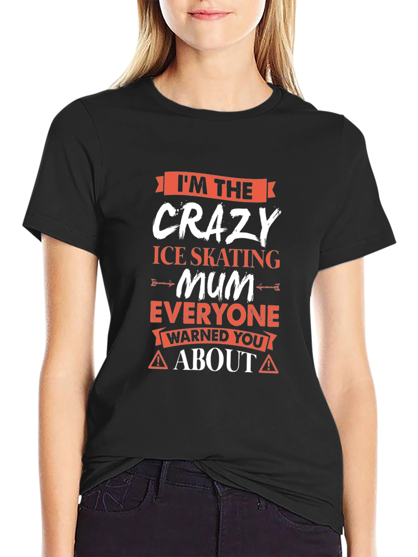 Black Crazy Ice Skating Mum T-Shirt - Novelty Graphic Tee view 2