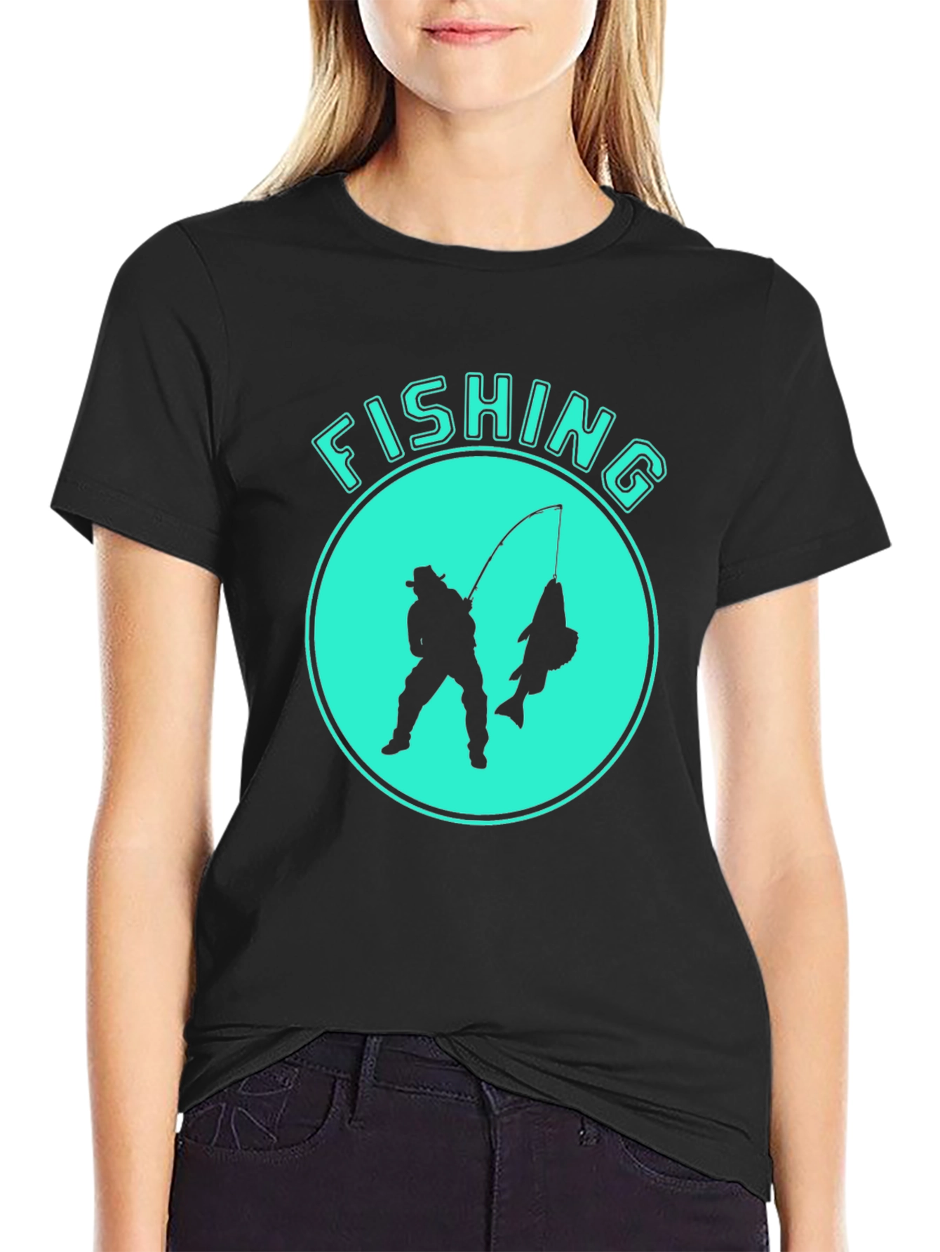 Black Fishing Graphic Tee - Black Cotton Blend view 2