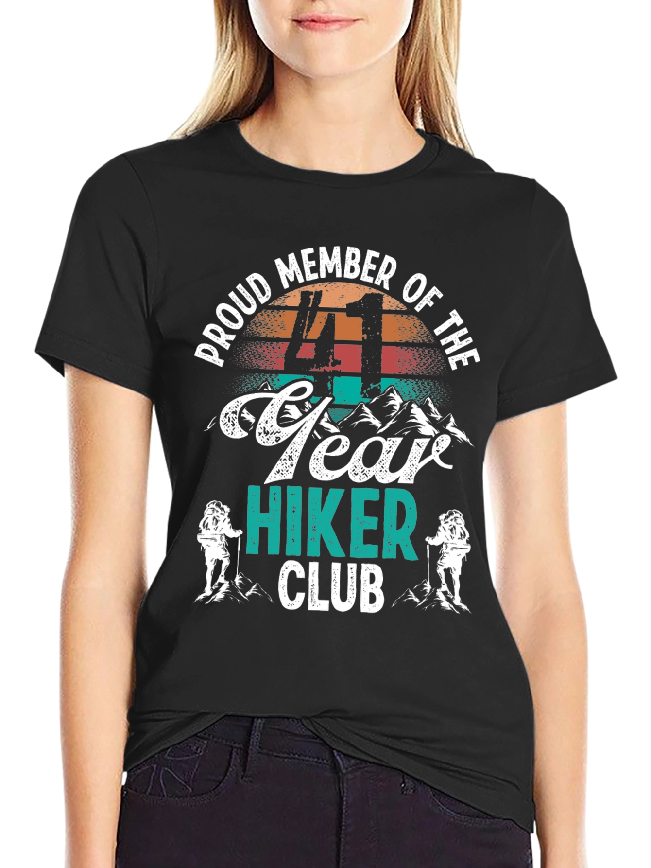 Black Proud 41 Year Hiker Club T-Shirt view 2