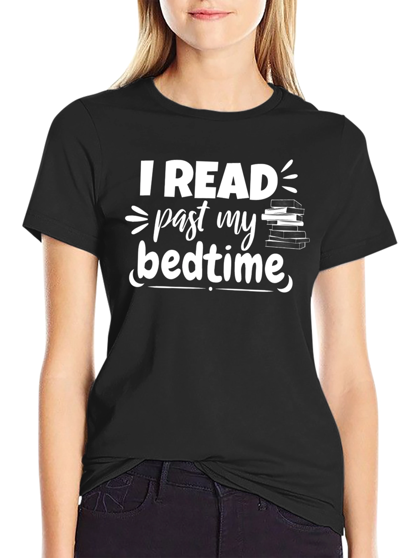 Black I Read Past My Bedtime T-Shirt view 2