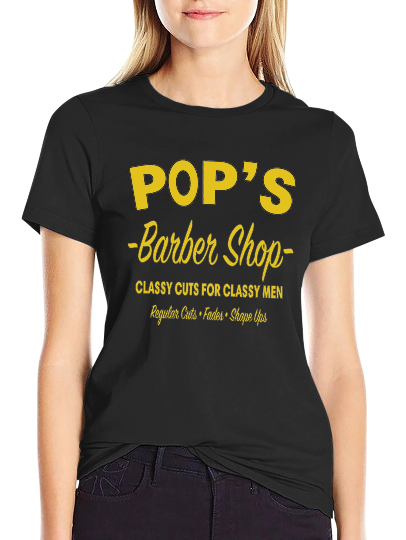 Black Pop's Barber Shop T-Shirt - Classy Men's Cuts view 2