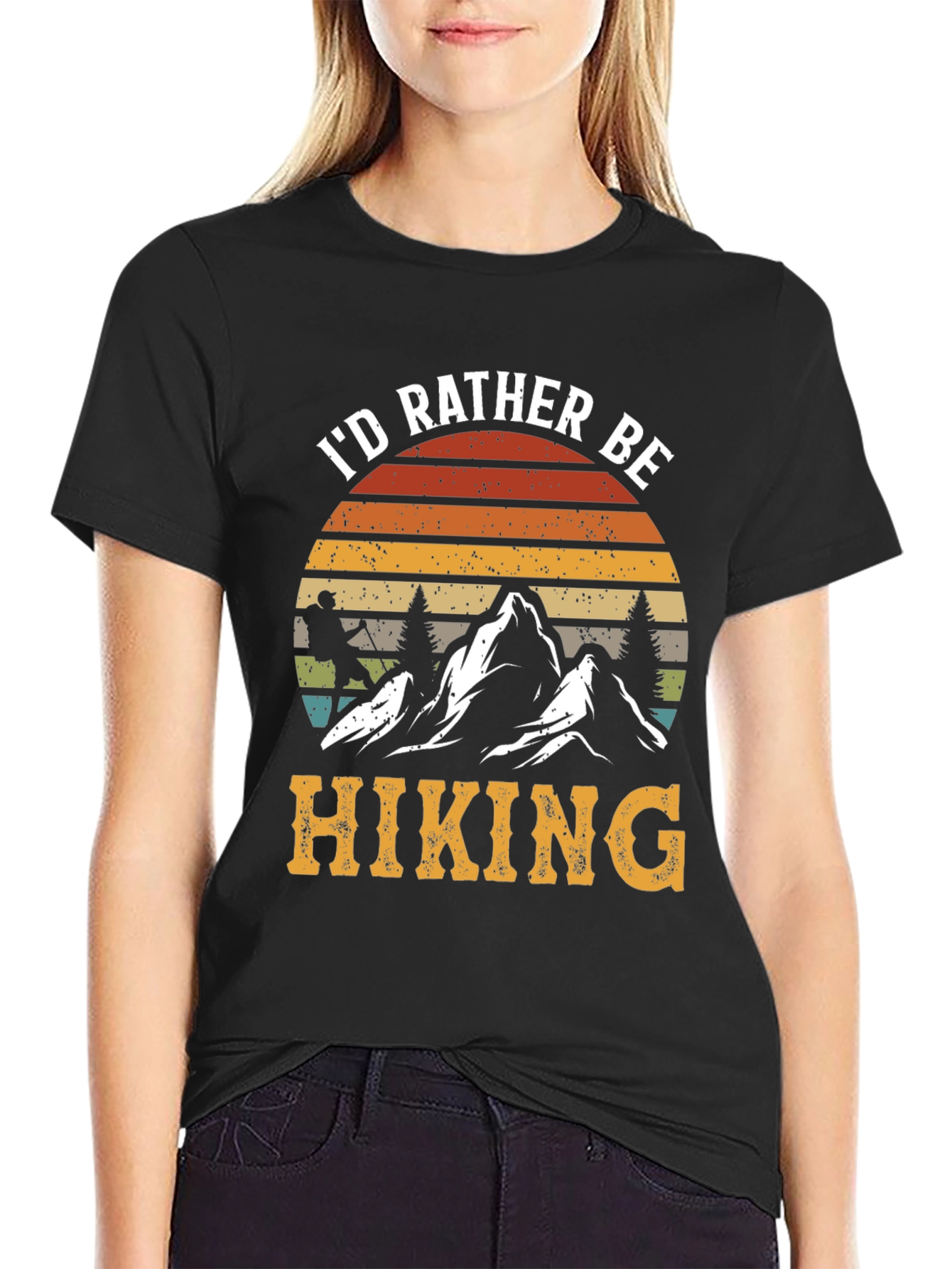 Black I'd Rather Be Hiking Graphic Tee - Outdoor Adventure Shirt view 2