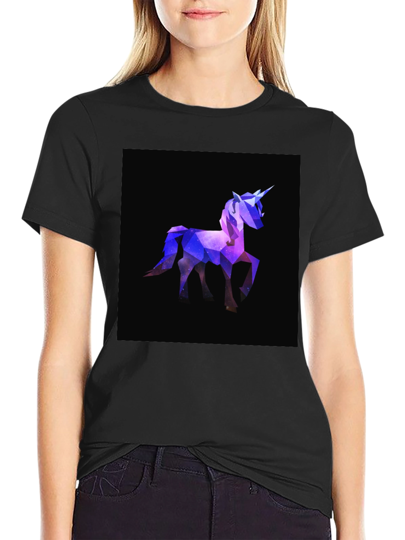 Black Geometric Unicorn T-Shirt - Stylish Graphic Tee view 2