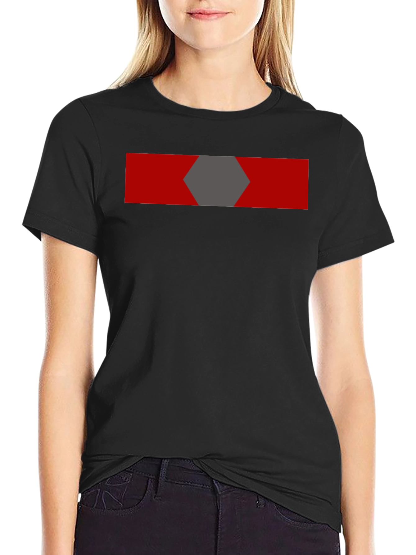 Black Geometric Graphic Tee - Black view 2