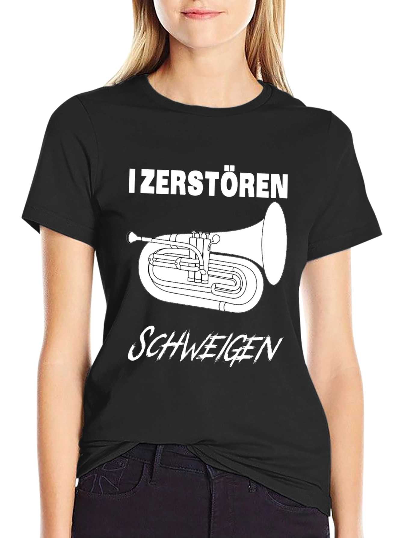 Black I Zerstören Schweigen Tuba Black T-Shirt view 2