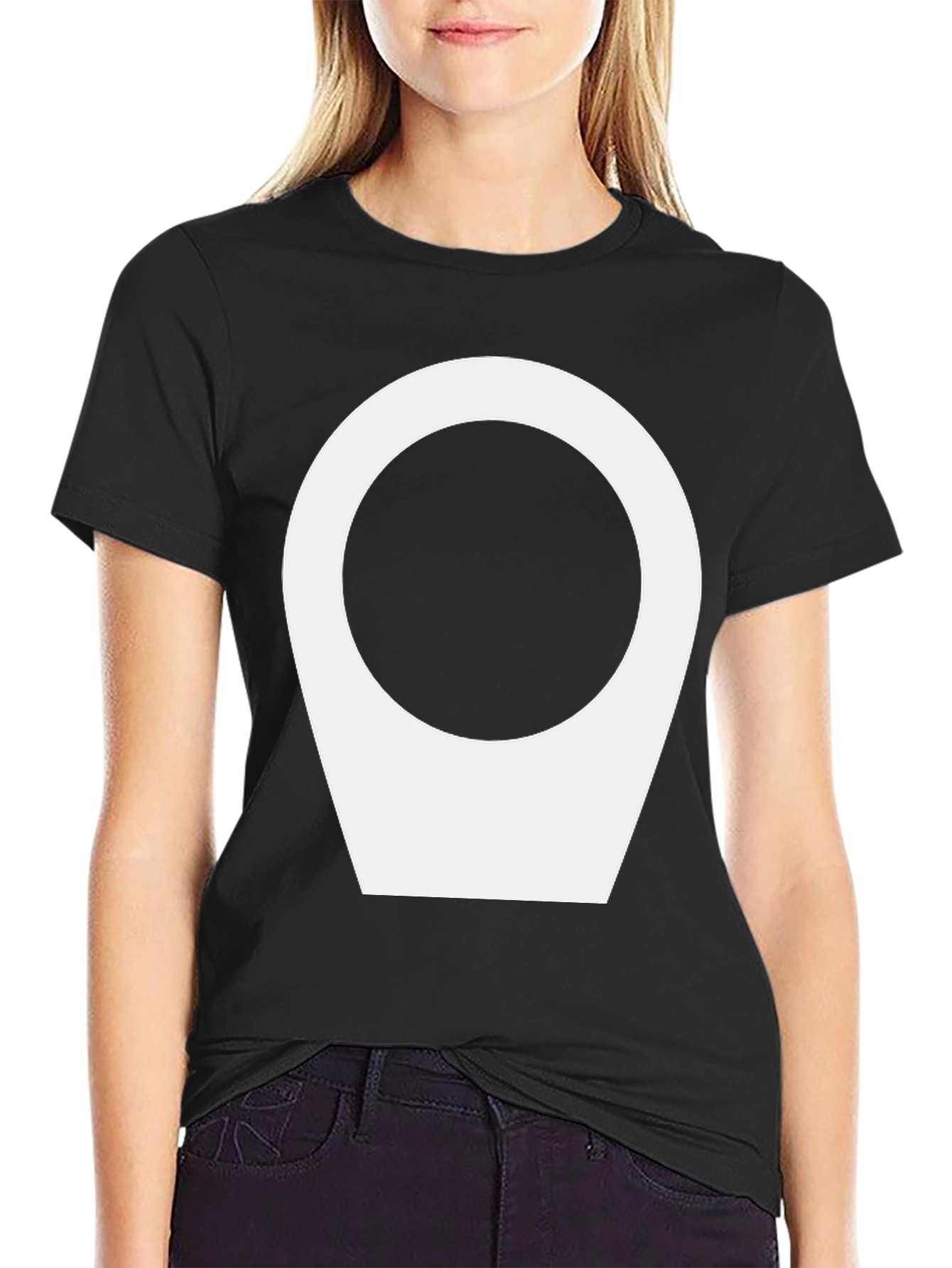 Black Modern Black Tee with Abstract White Location Icon view 2