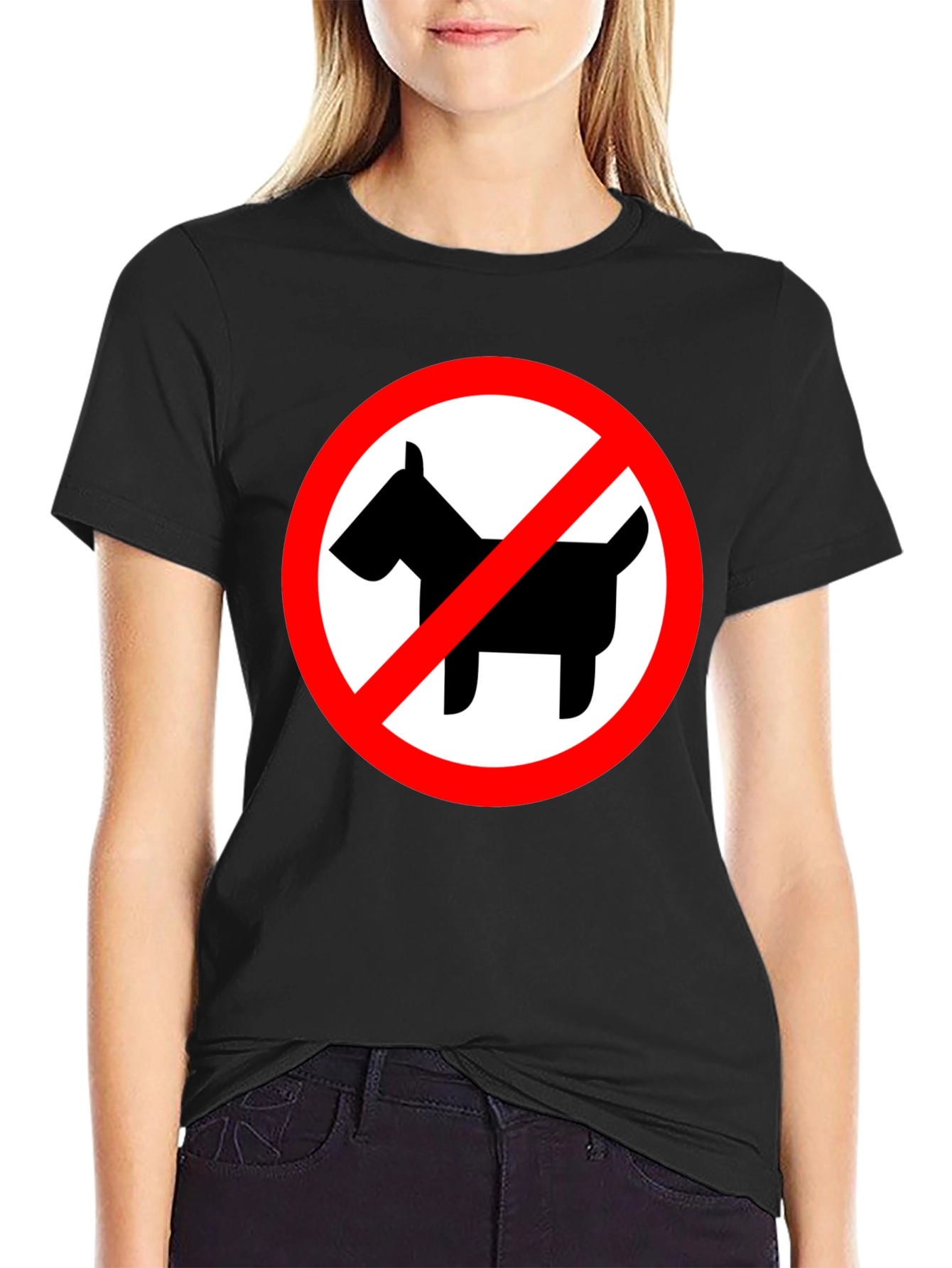 Black No Dogs Allowed Black Crew Neck T-Shirt view 2