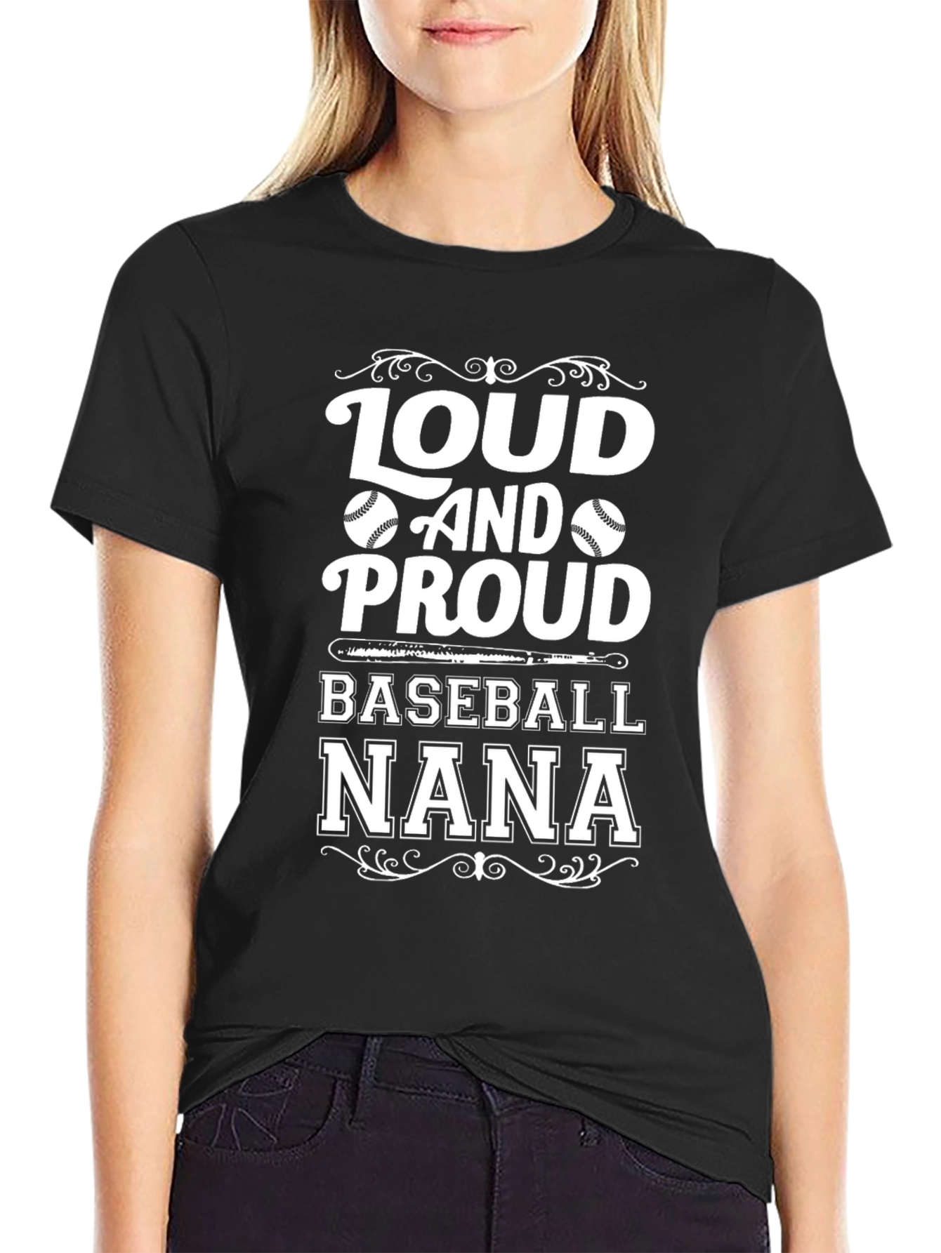 Black Loud and Proud Baseball Nana T-Shirt view 2