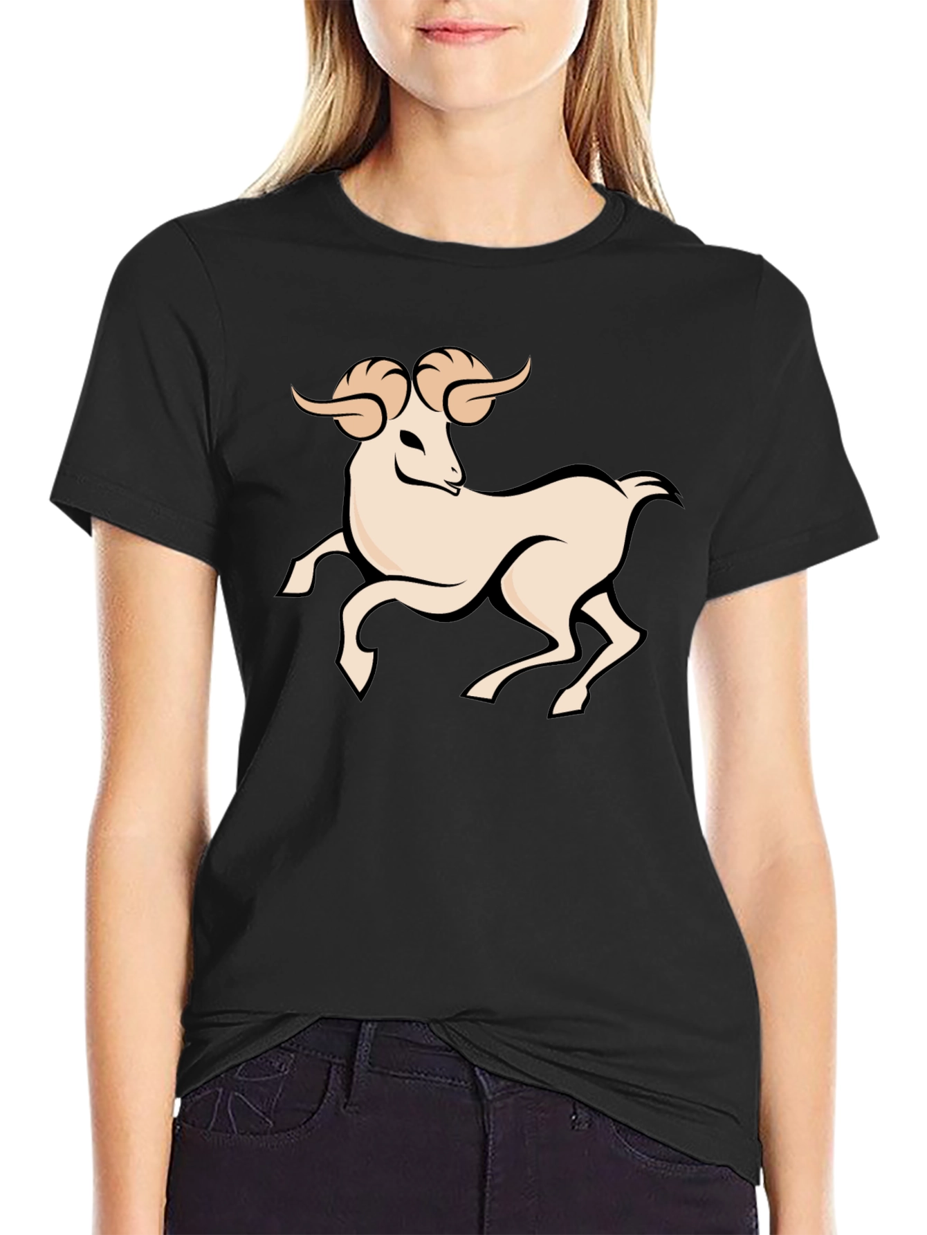 Black Black Graphic Tee - Aries Zodiac Ram Design view 2