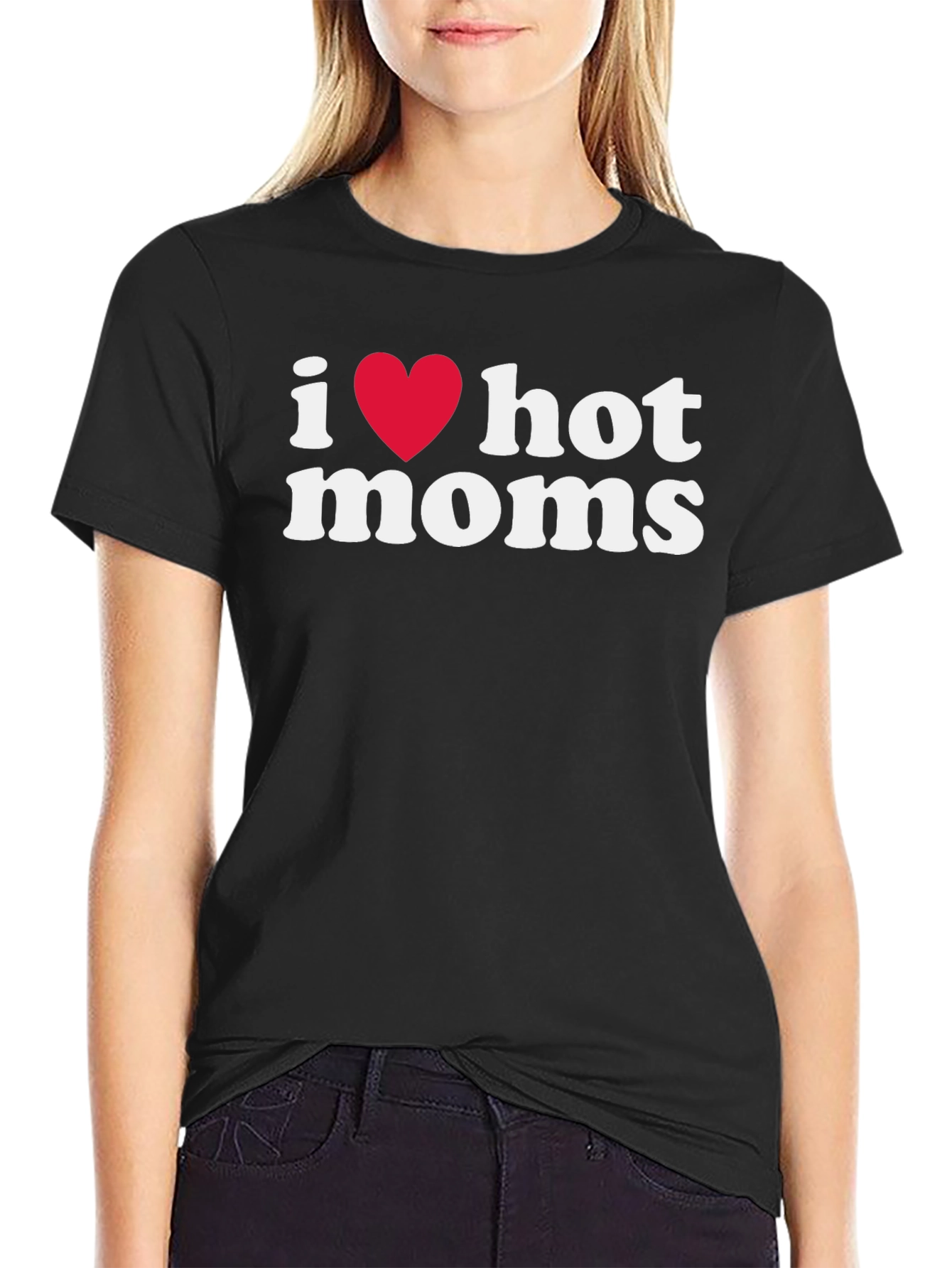 Black I Heart Hot Moms Graphic Tee - Black view 2